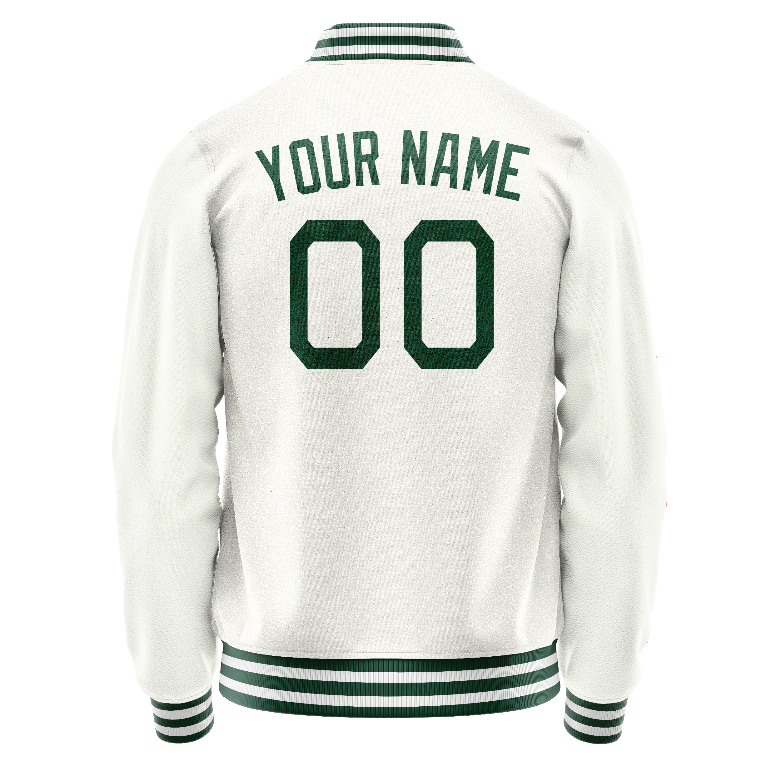 Custom White Kelly-Green Solid Color Varsity Letterman Jacket JA02240617LH459