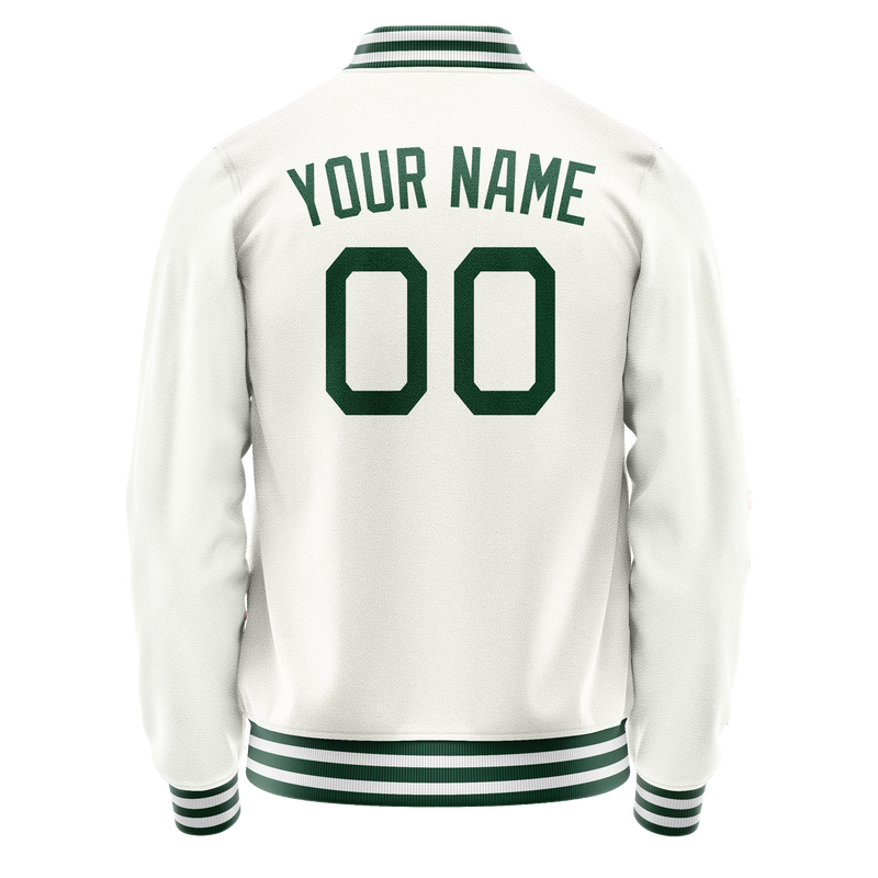 Custom White Kelly-Green Solid Color Varsity Letterman Jacket JA02240617LH459