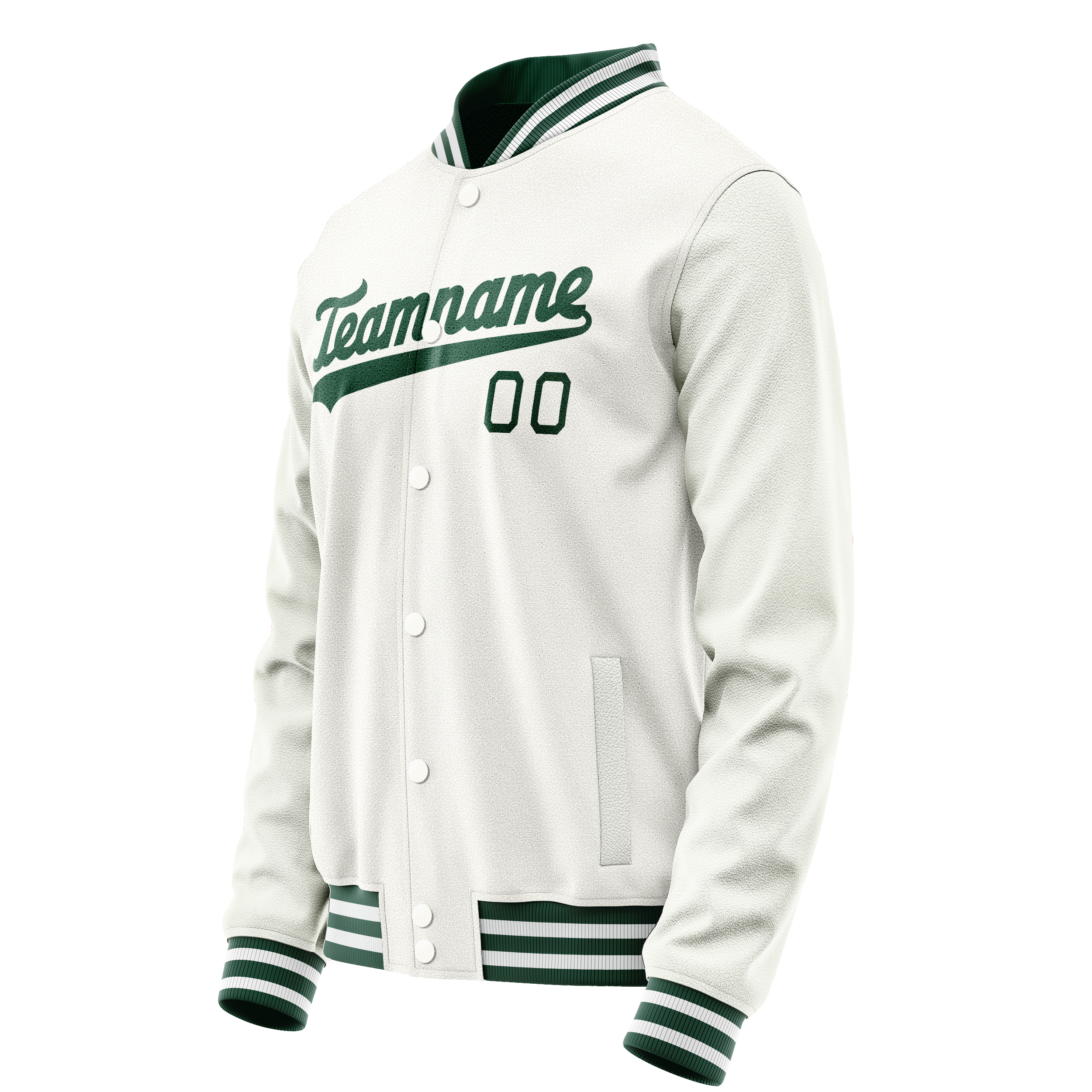 Custom White Kelly-Green Solid Color Varsity Letterman Jacket JA02240617LH459