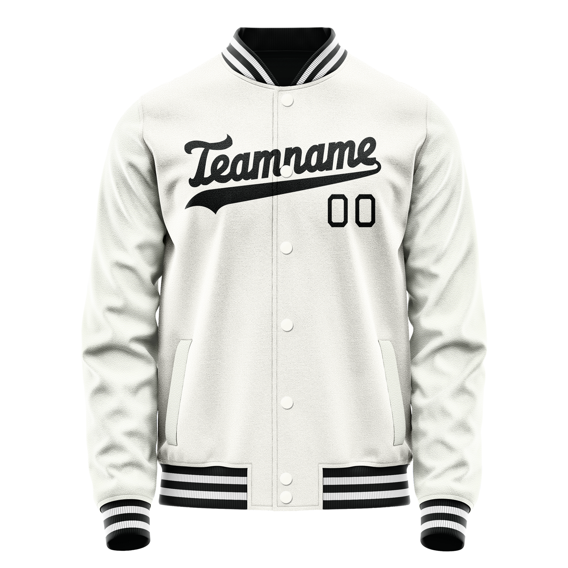 Custom White Black Solid Color Varsity Letterman Jacket JA02240617LH457