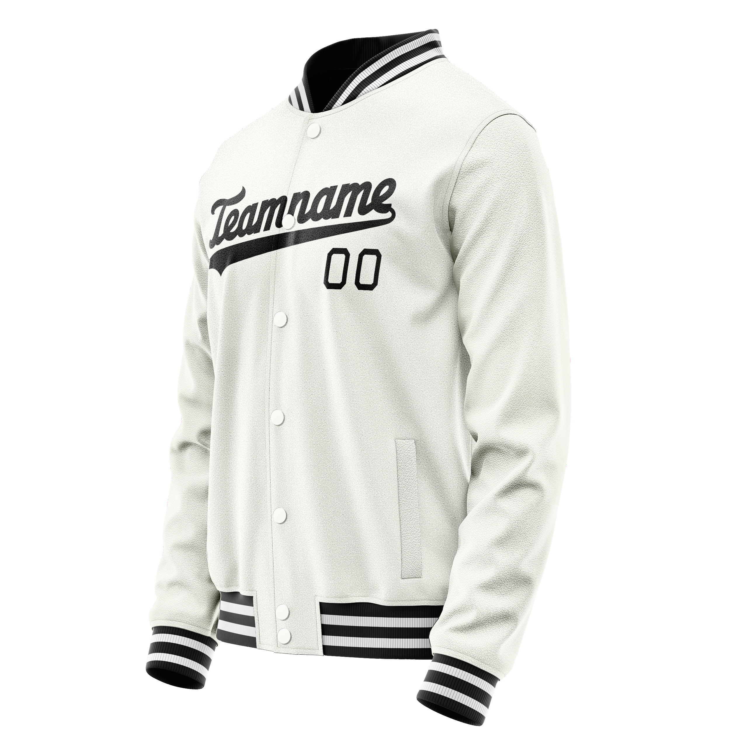 Custom White Black Solid Color Varsity Letterman Jacket JA02240617LH457