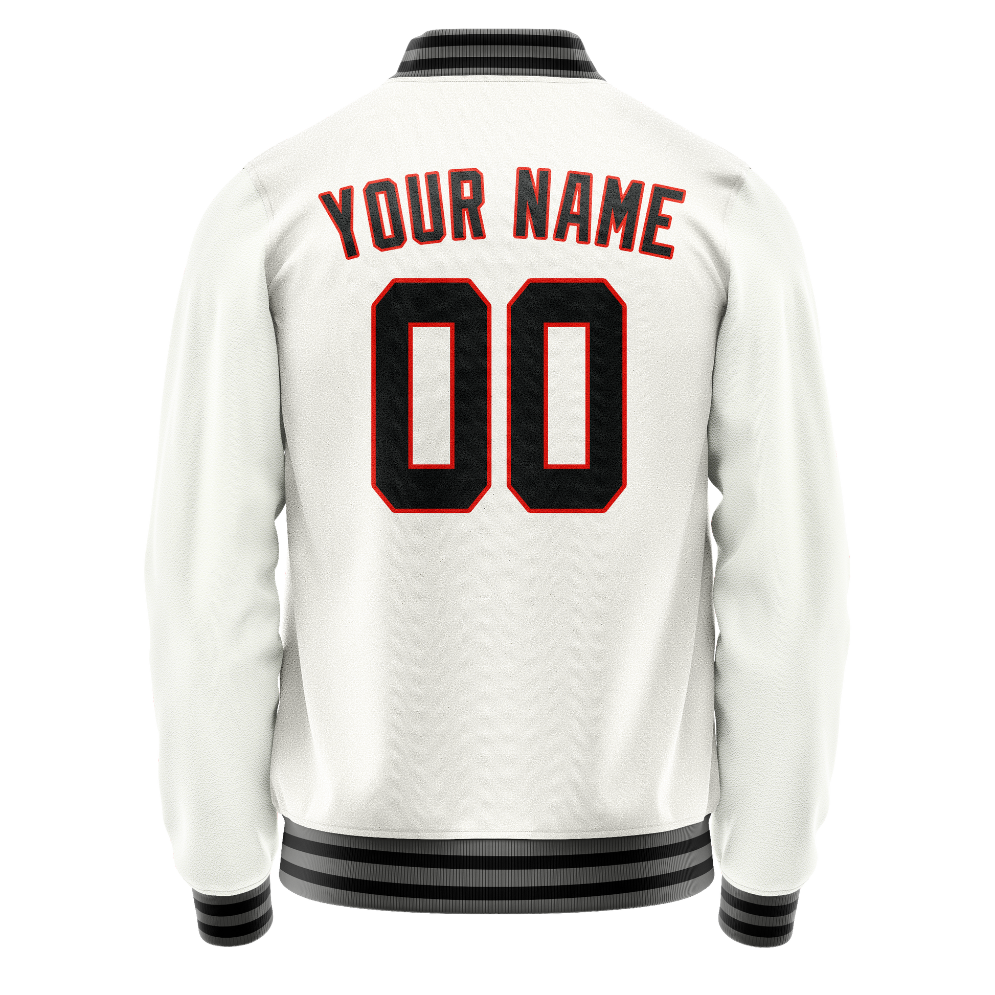 Custom White Black Solid Color Varsity Letterman Jacket JA02240617LH462