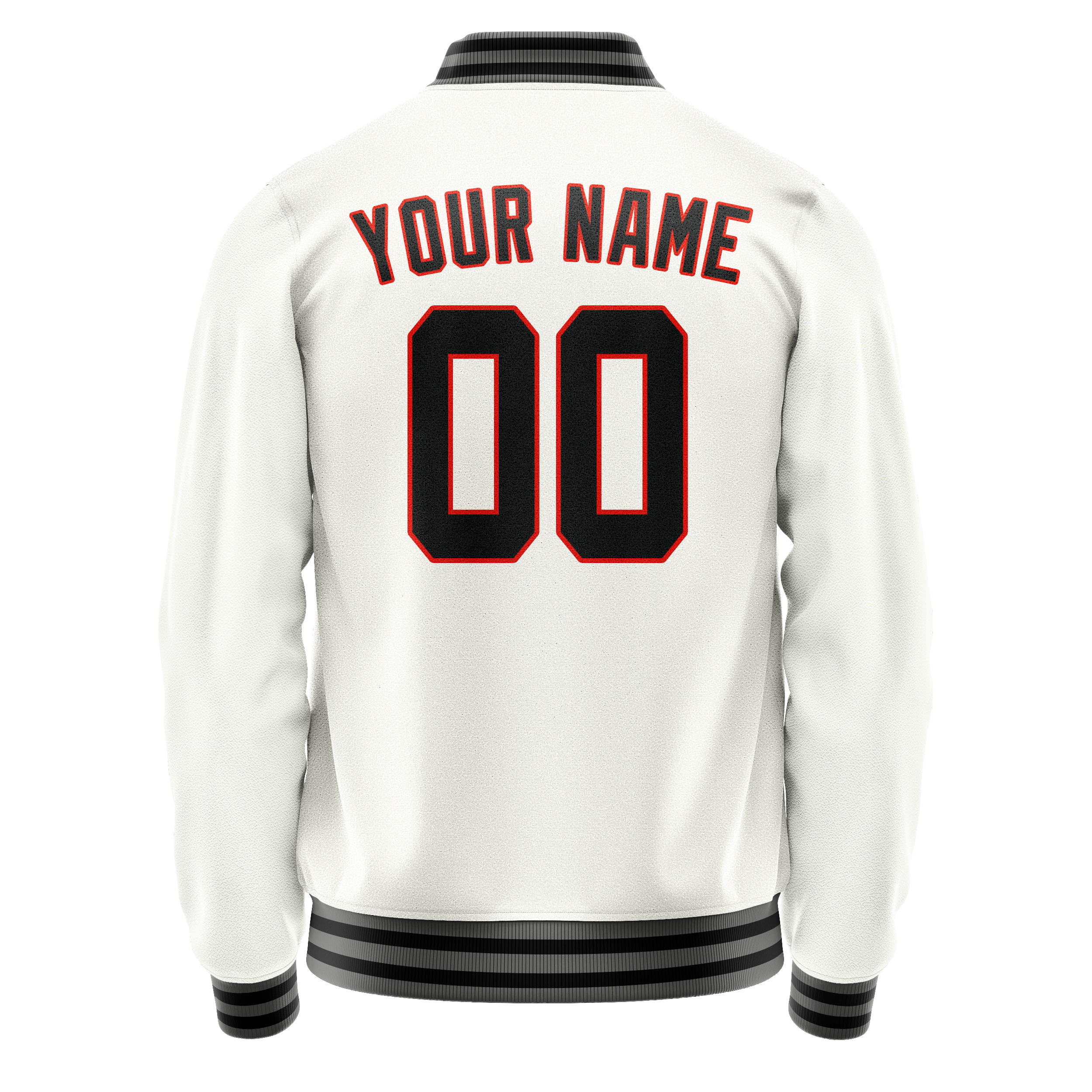 Custom White Black Solid Color Varsity Letterman Jacket JA02240617LH462
