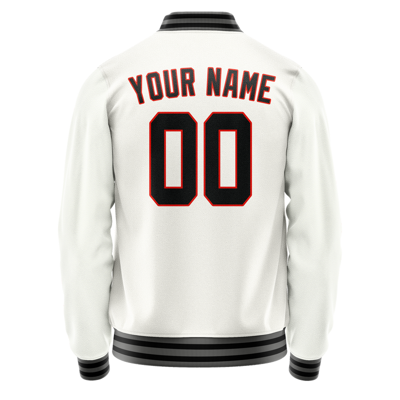 Custom White Black Solid Color Varsity Letterman Jacket JA02240617LH462