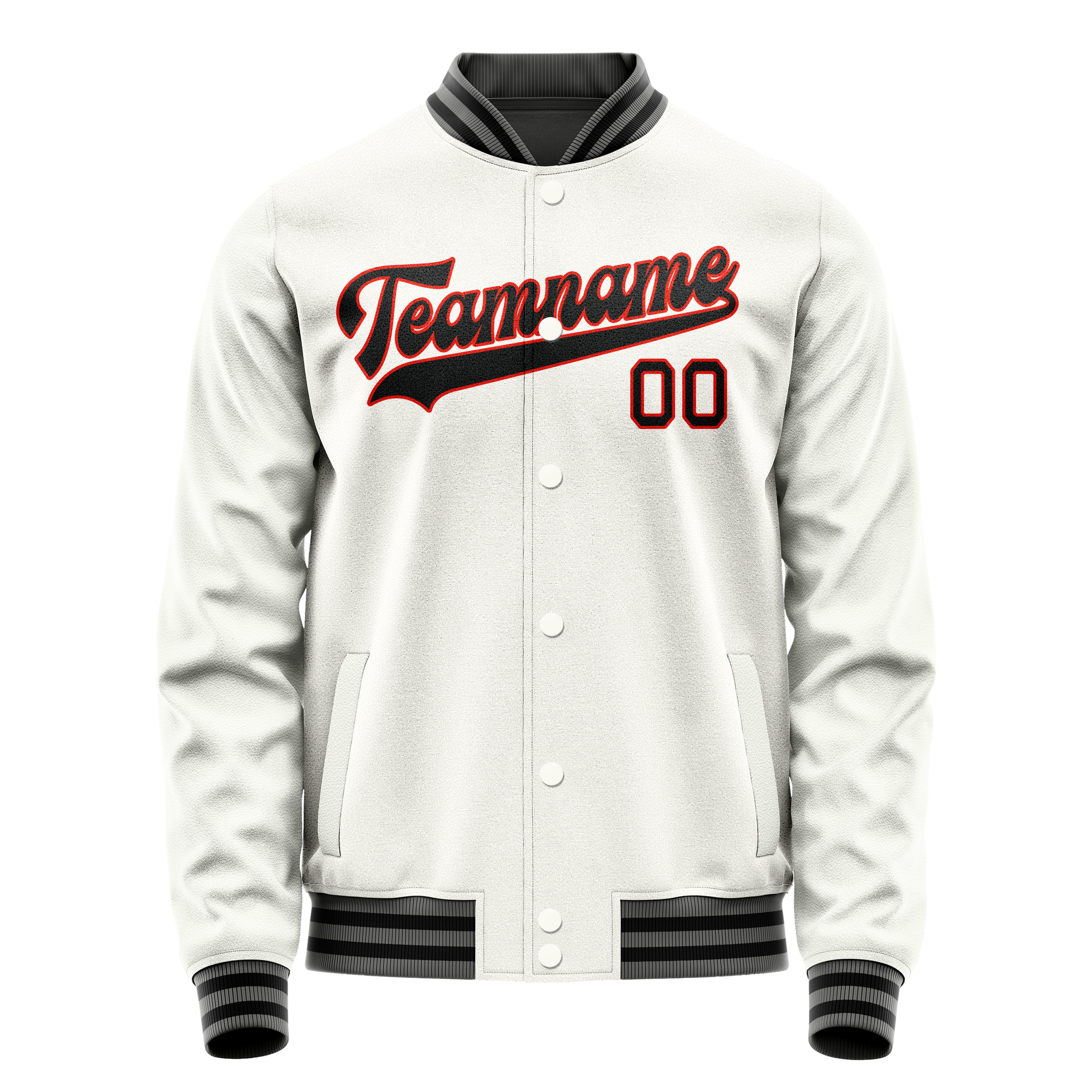 Custom White Black Solid Color Varsity Letterman Jacket JA02240617LH462