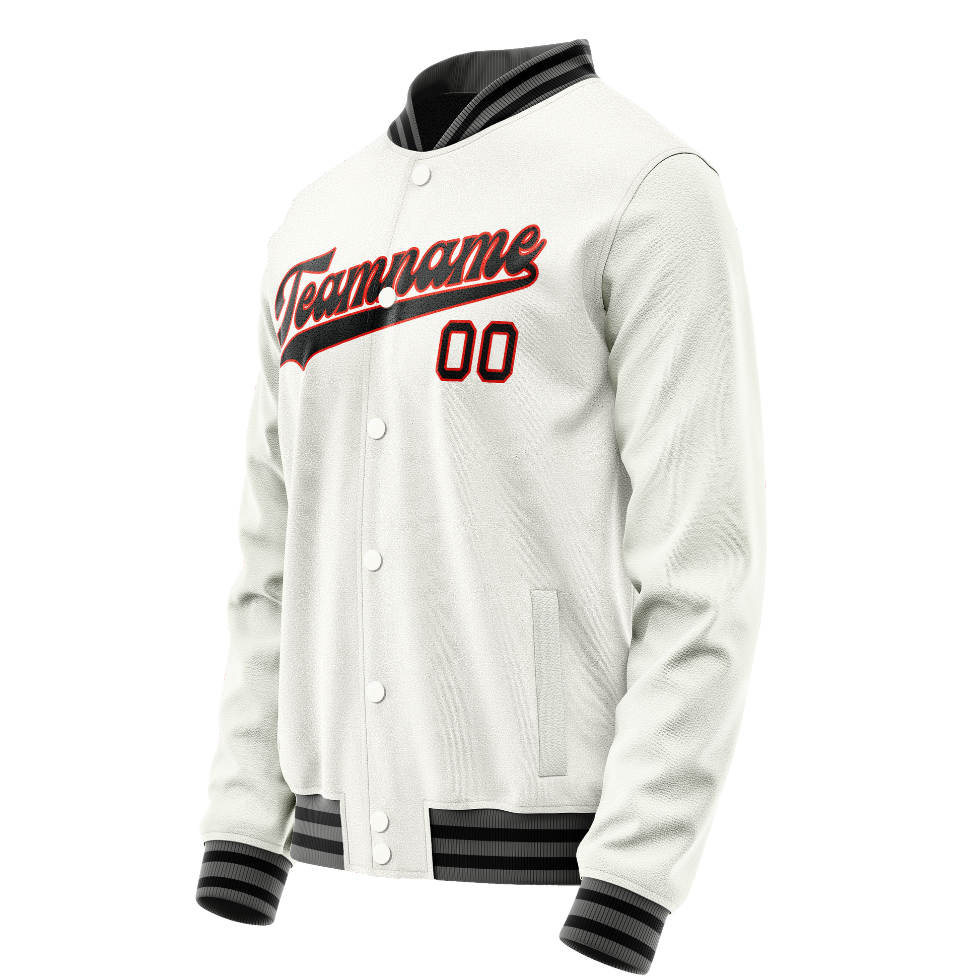Custom White Black Solid Color Varsity Letterman Jacket JA02240617LH462