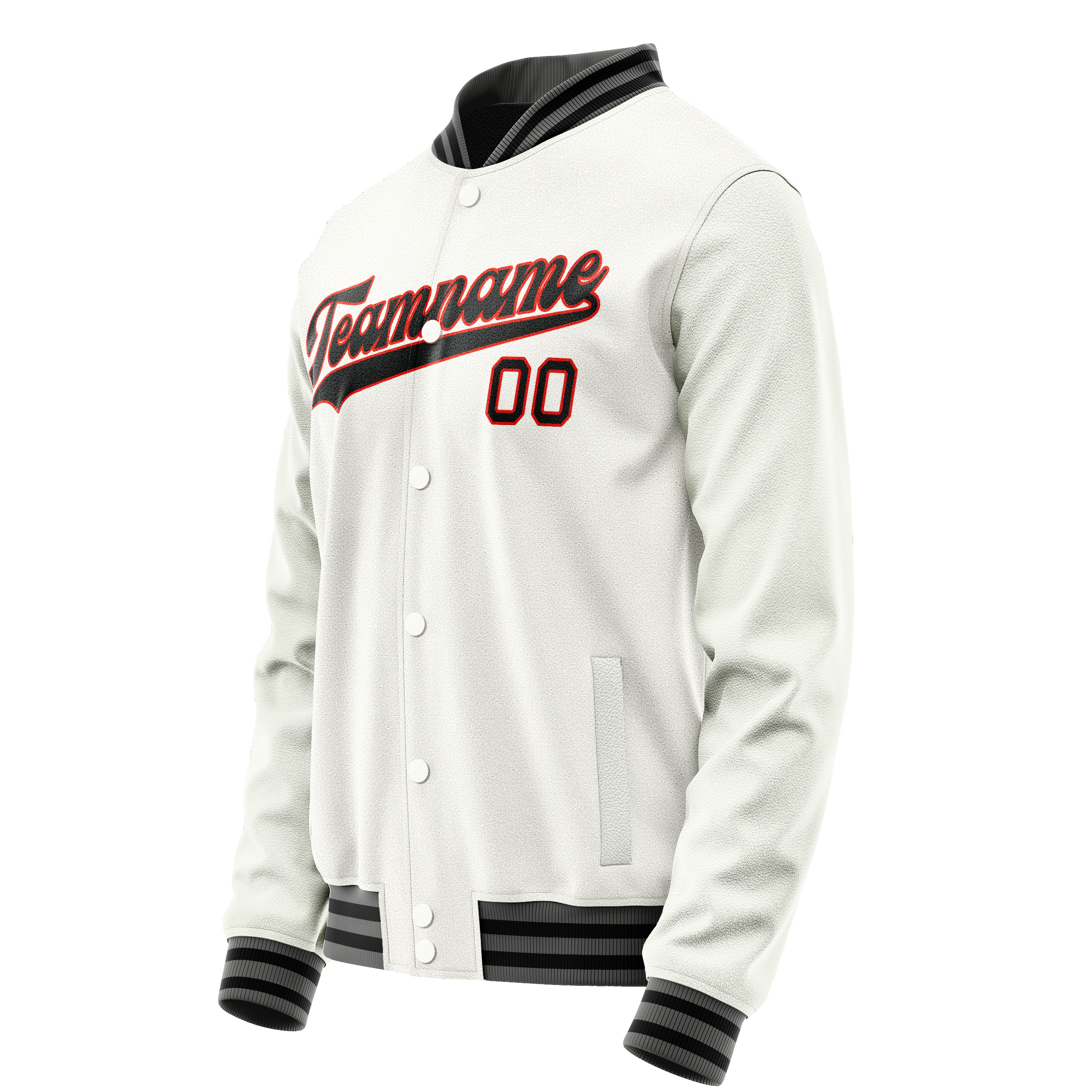 Custom White Black Solid Color Varsity Letterman Jacket JA02240617LH462