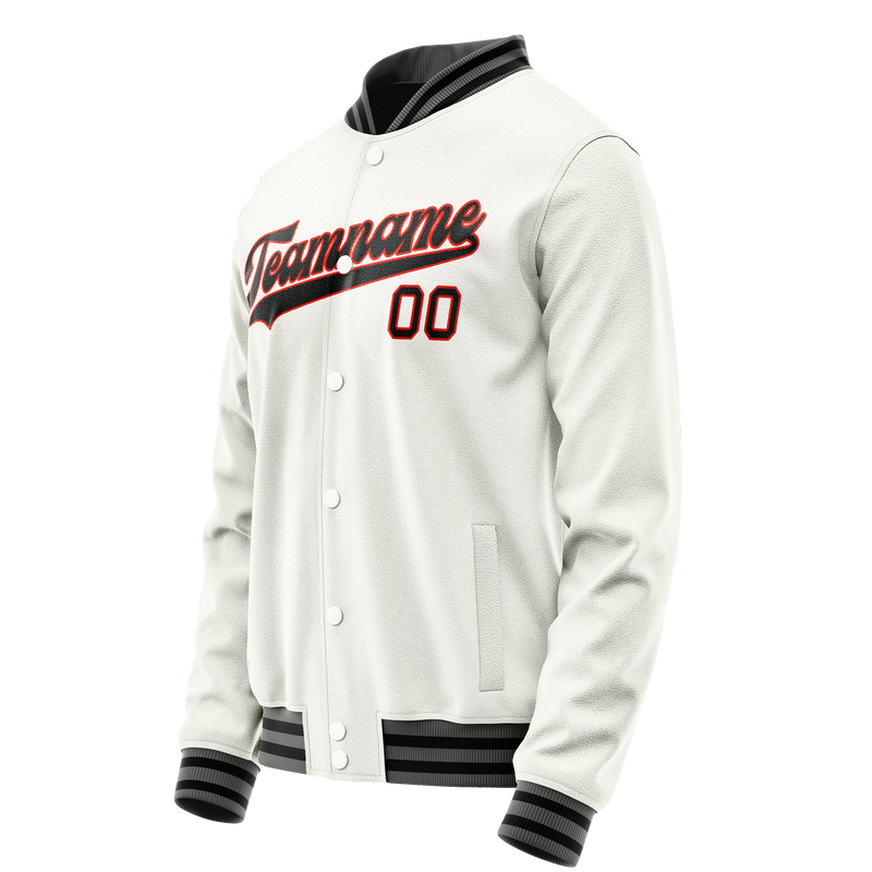 Custom White Black Solid Color Varsity Letterman Jacket JA02240617LH462