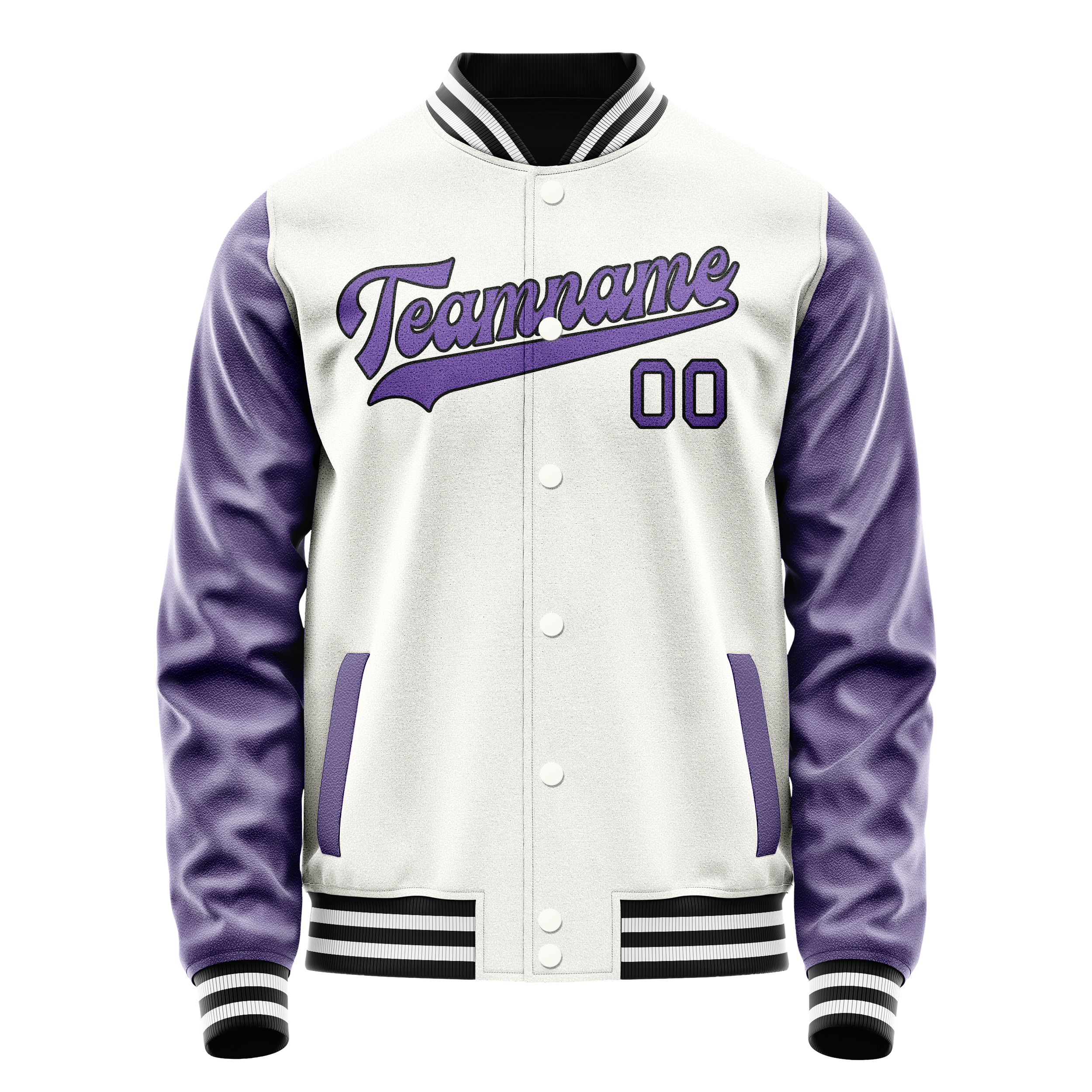 Custom White Purple Solid Color Varsity Letterman Jacket JA02240617LH466