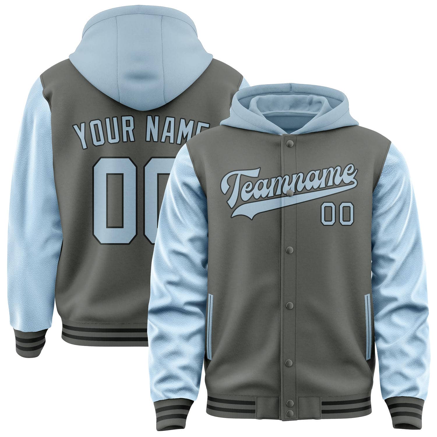 Custom Dark Grey Light Blue Jacket