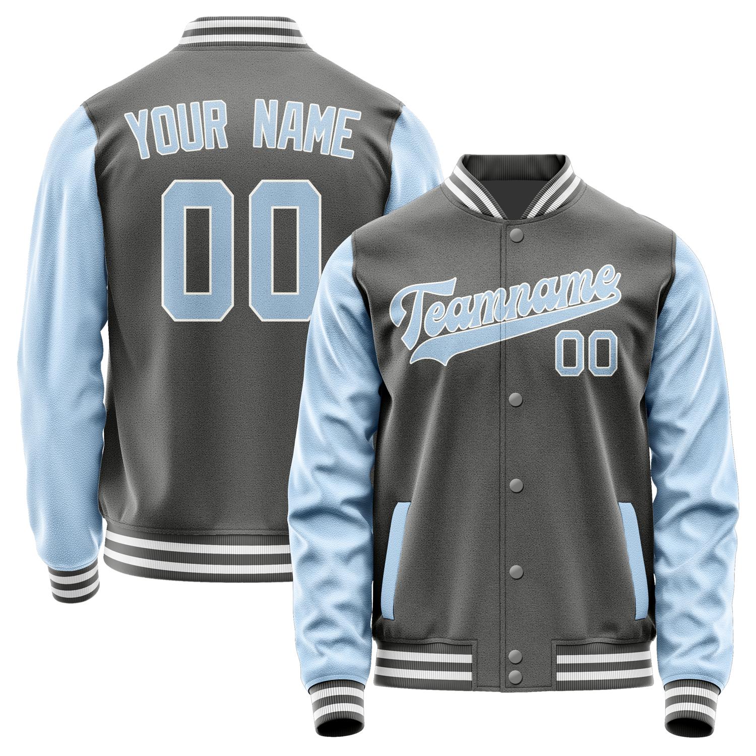 Custom Dark Grey Light Blue Jacket JA2020082018B31808