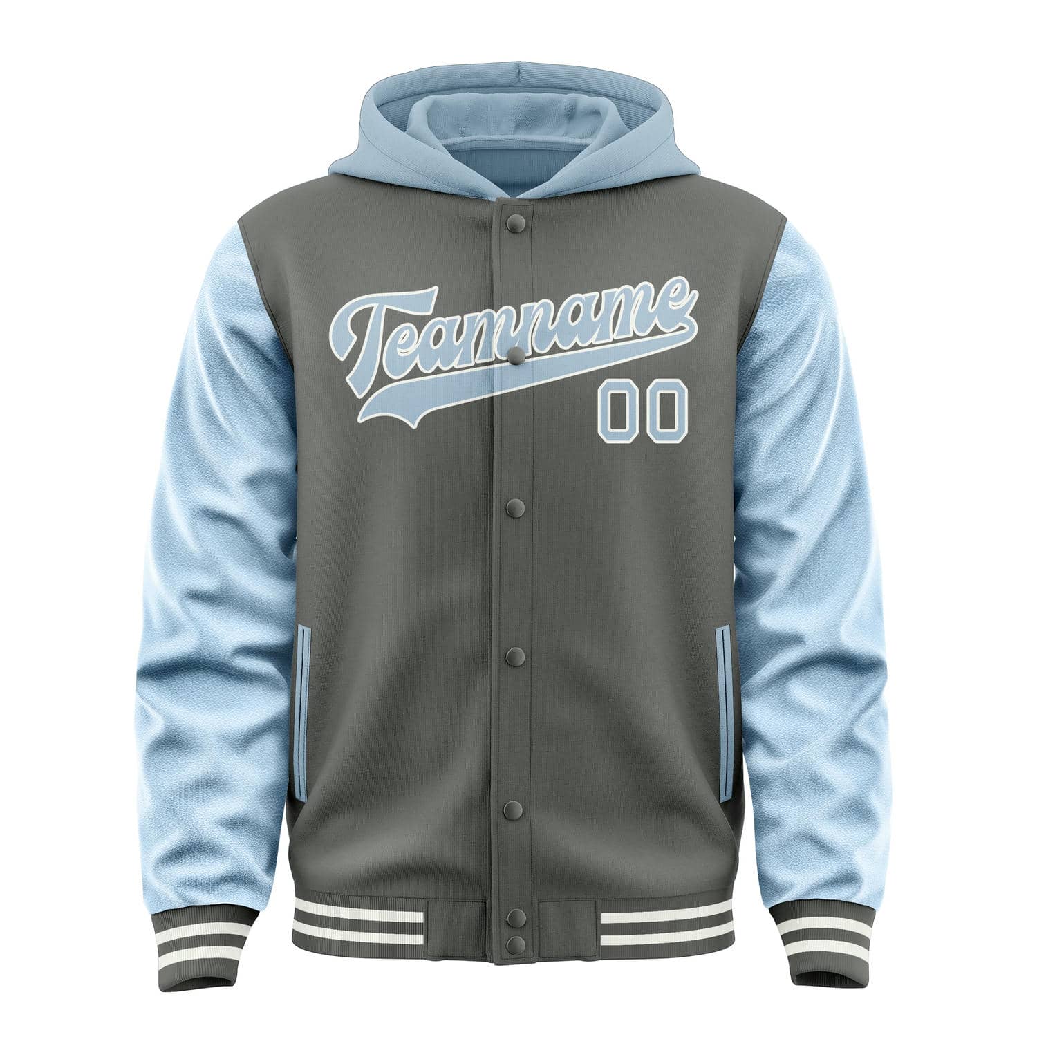 Custom Dark Grey Light Blue Jacket