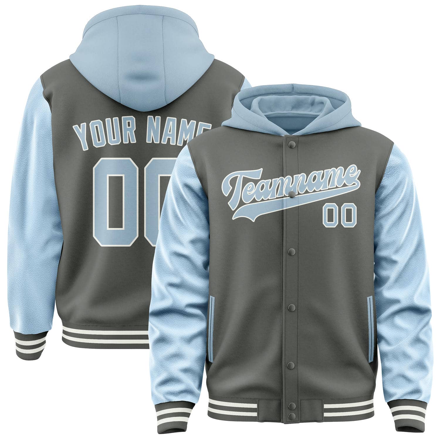 Custom Dark Grey Light Blue Jacket