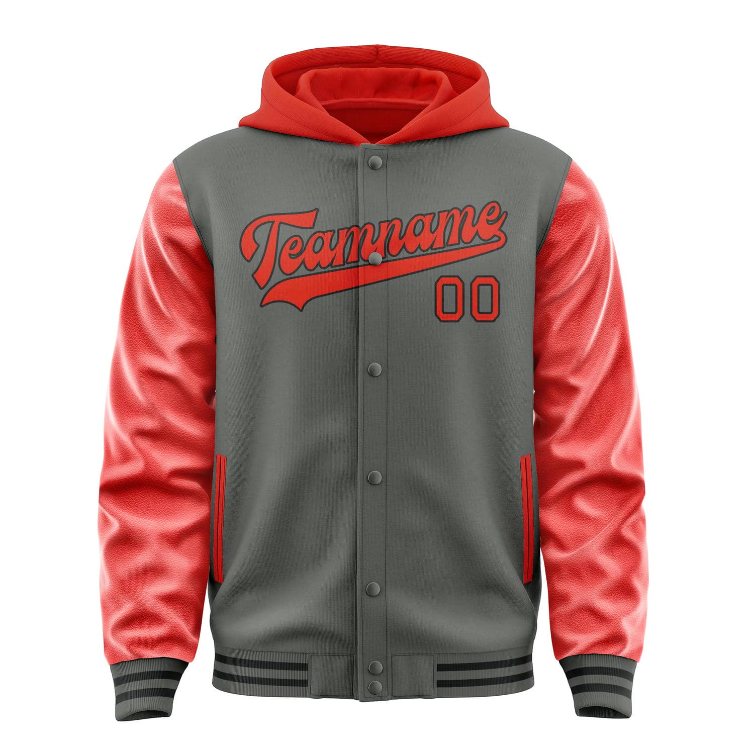 Custom Dark Grey Orange Red Jacket