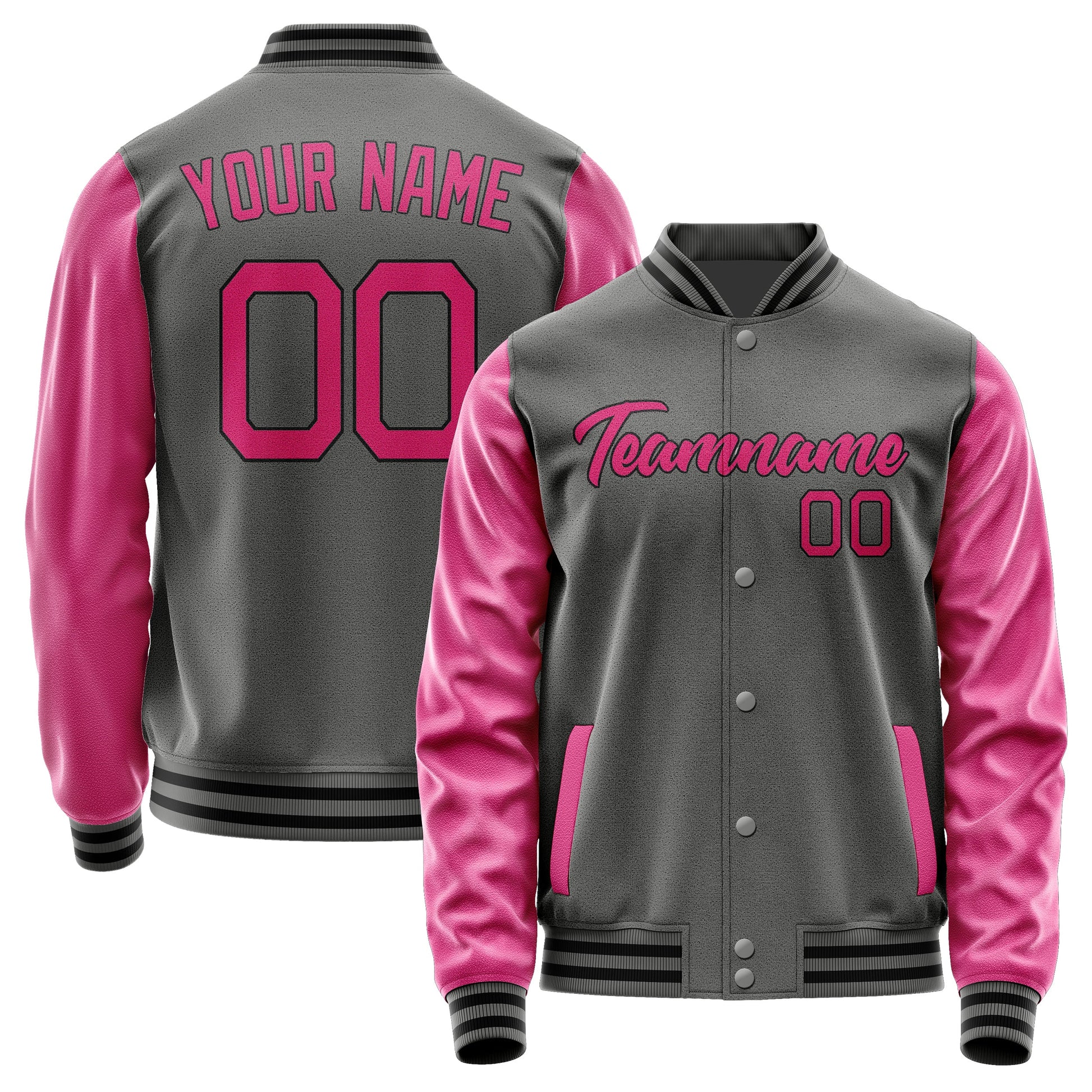 Custom Dark Grey Pink Jacket JA2020132017B21713