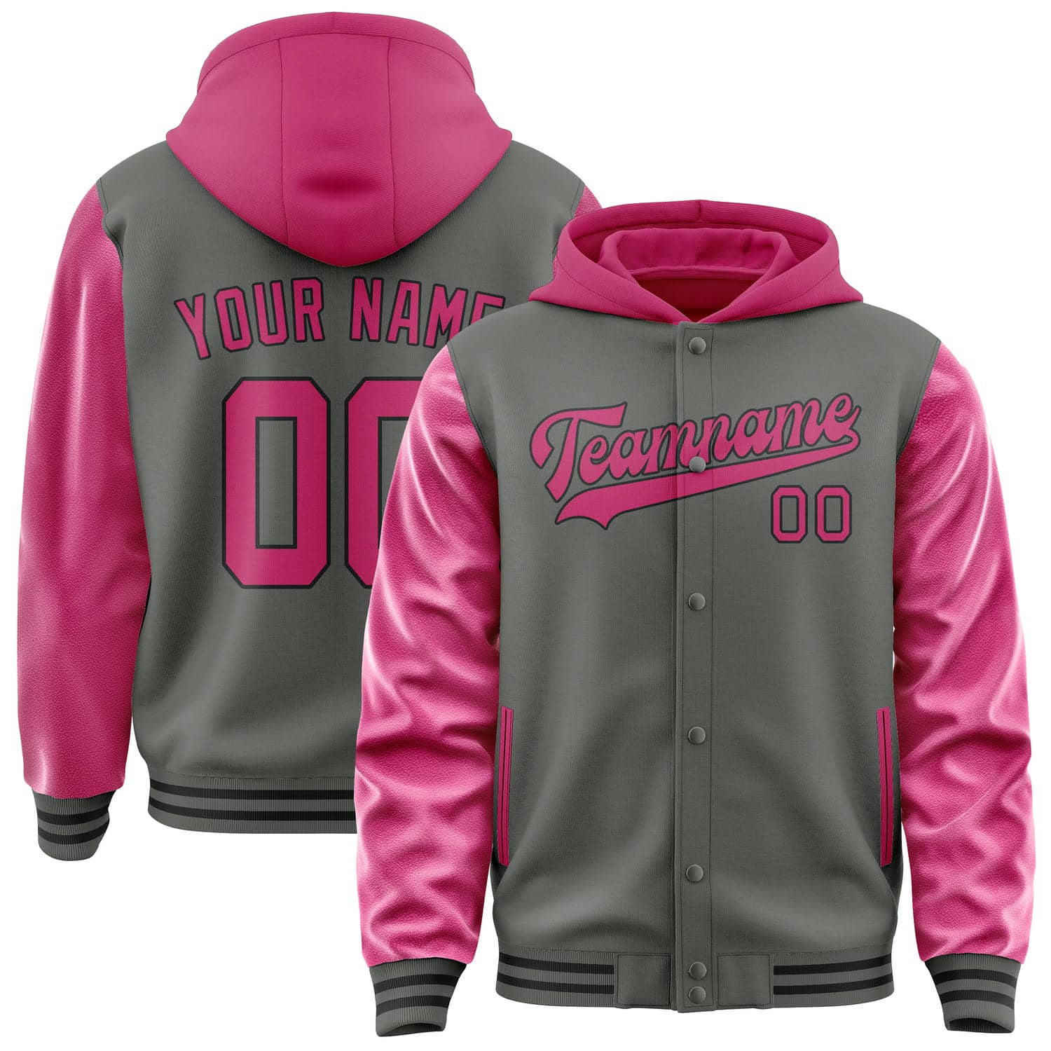 Custom Dark Grey Pink Jacket
