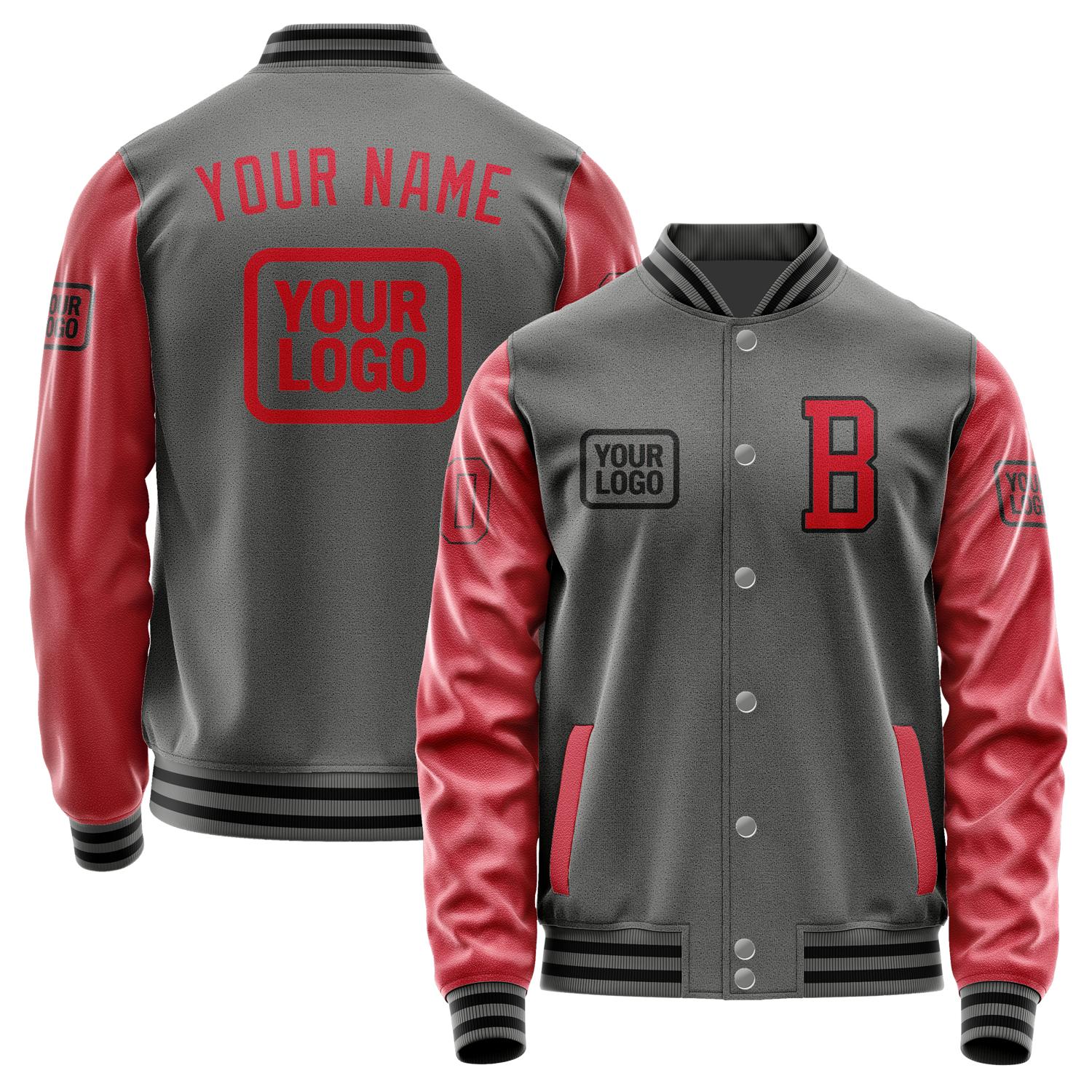Custom Dark Grey Red Jacket JA202014201717141417