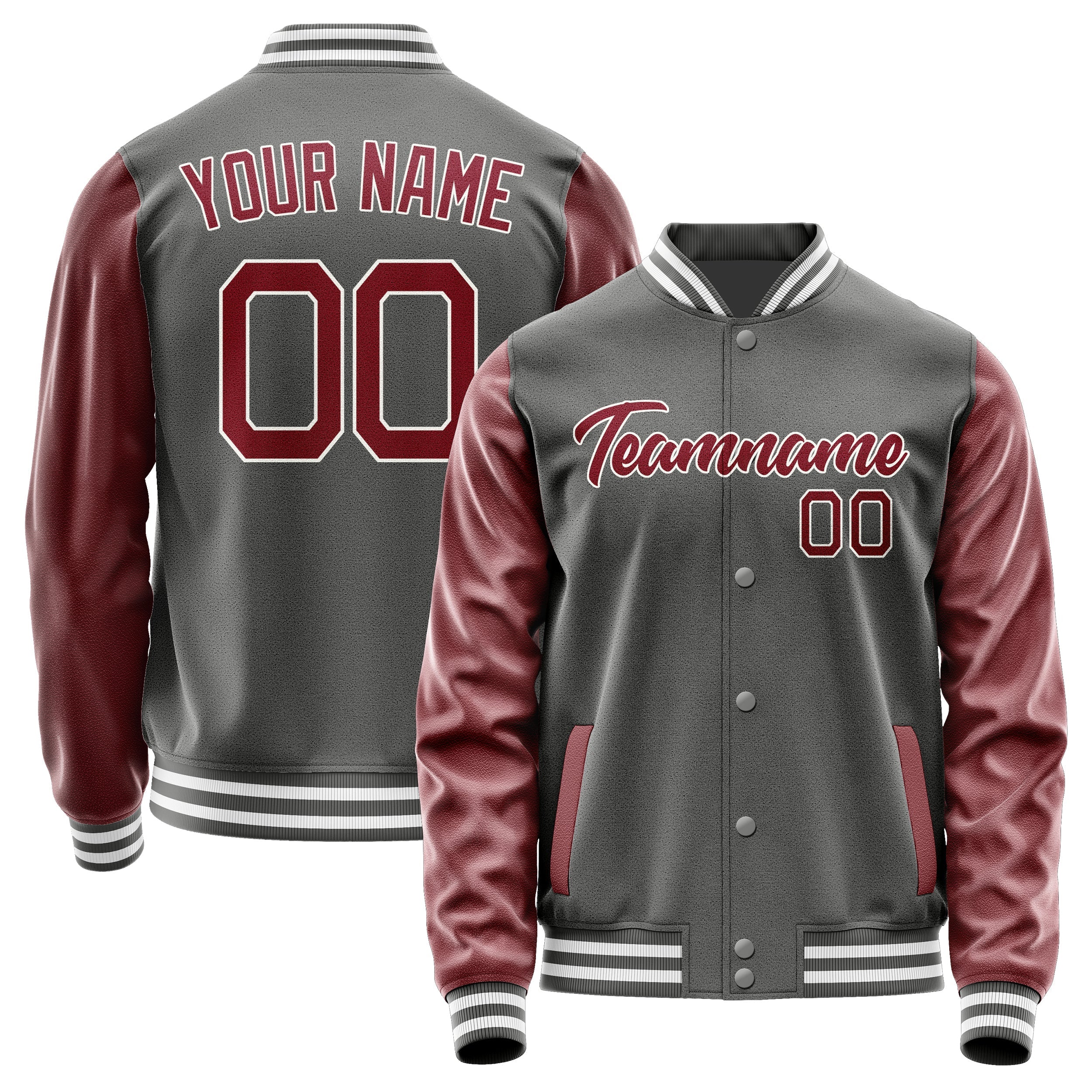 Custom Dark Grey Crimson Red Jacket JA2020152018B21815