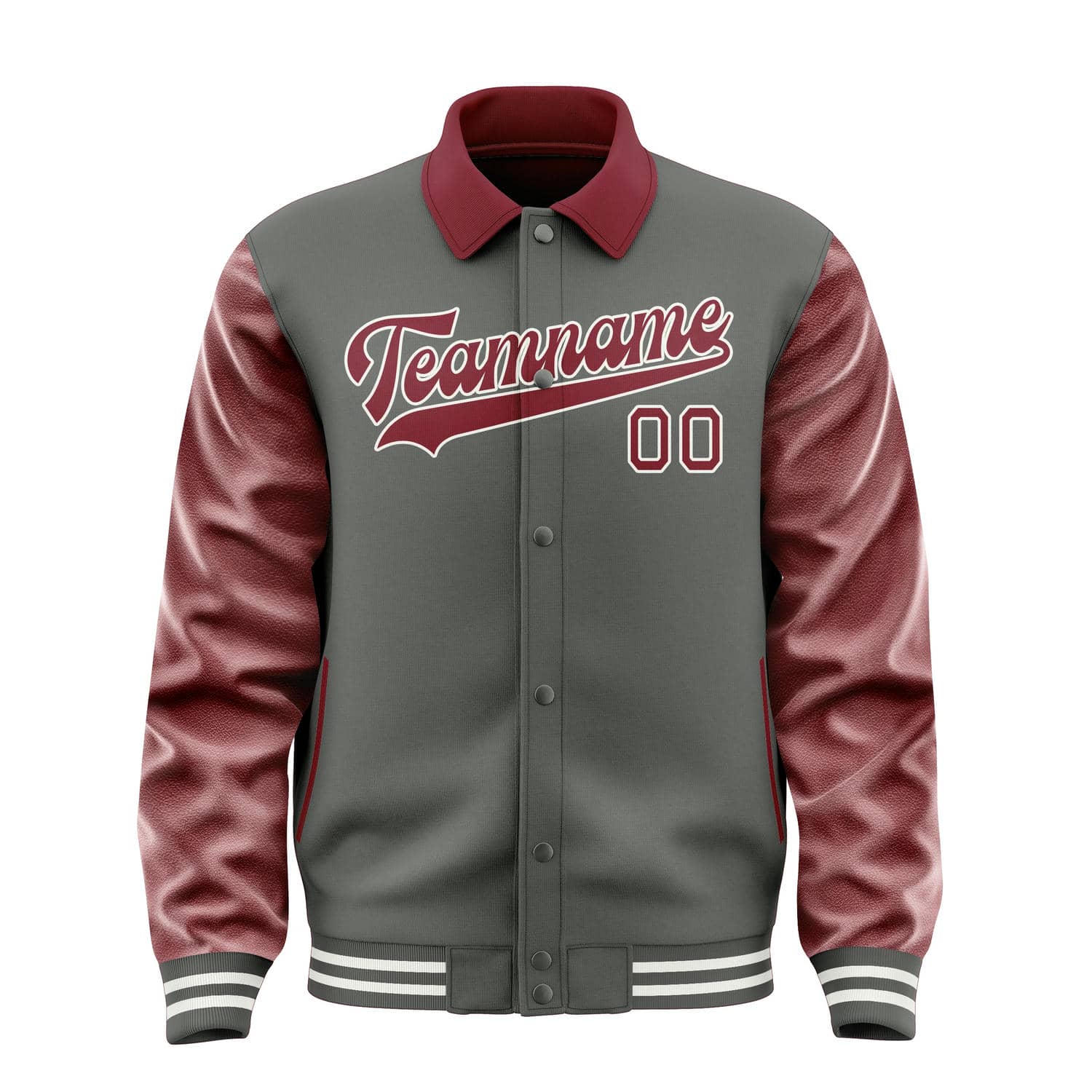 Custom Dark Grey Crimson Red Jacket