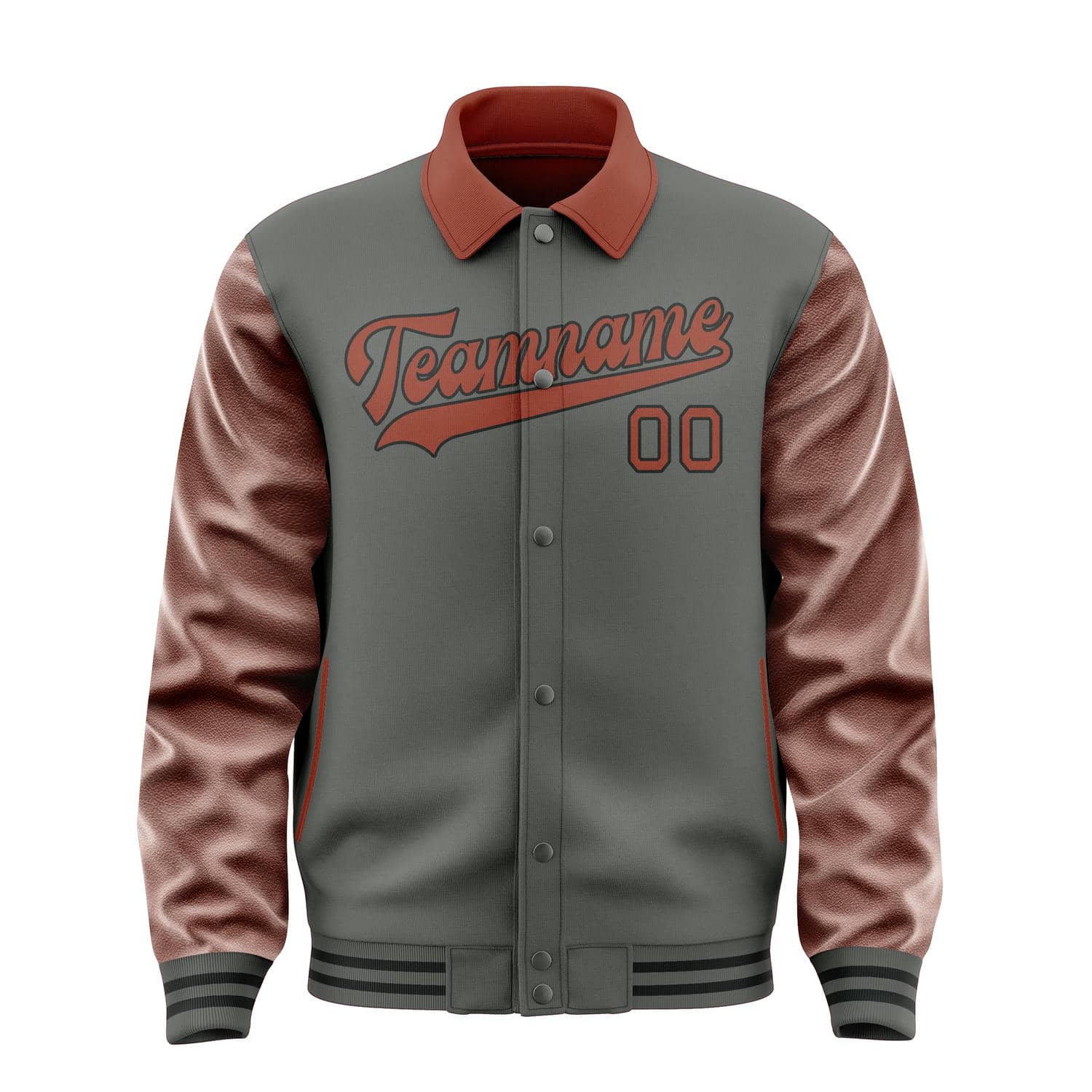 Custom Dark Grey Coral Red Jacket