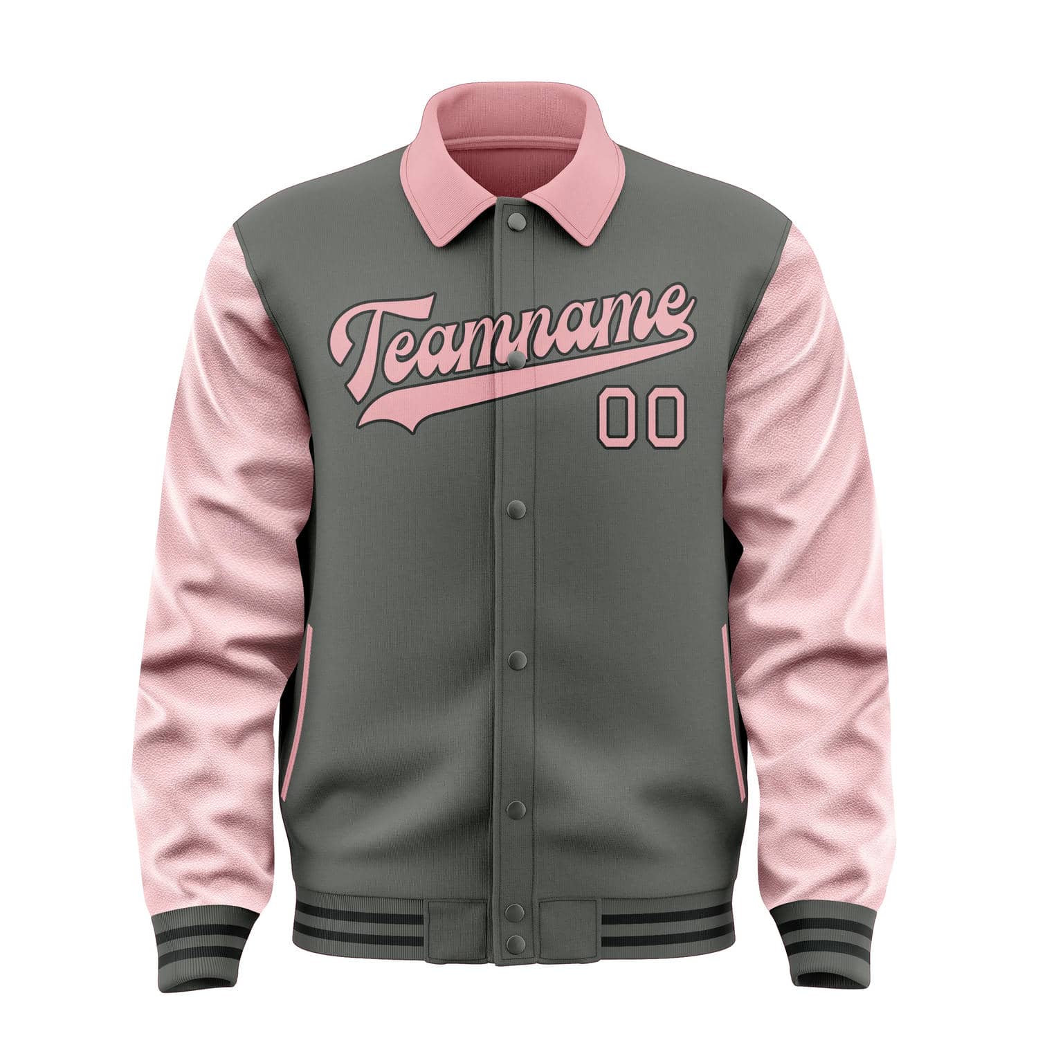 Custom Dark Grey Light Pink Jacket