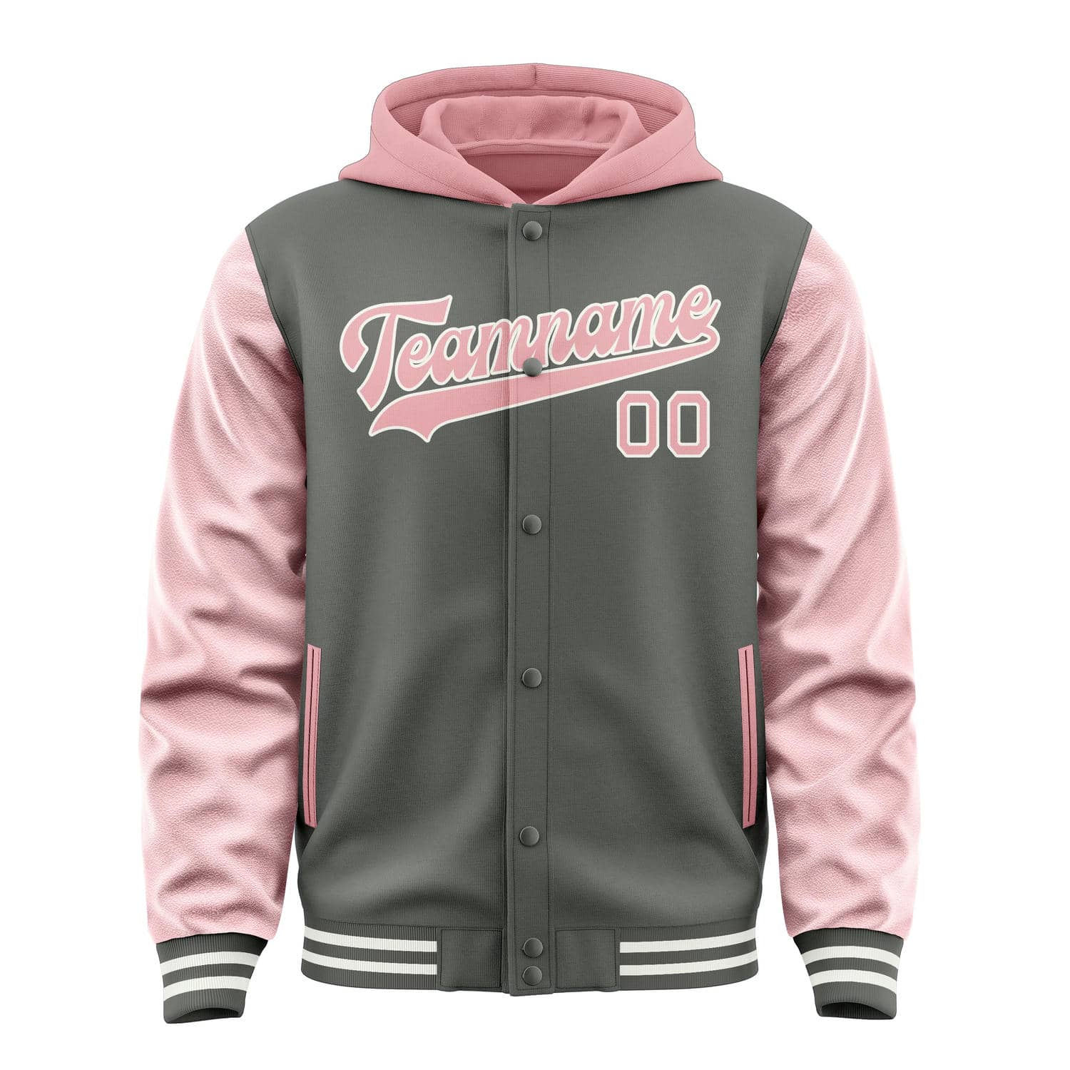 Custom Dark Grey Light Pink Jacket