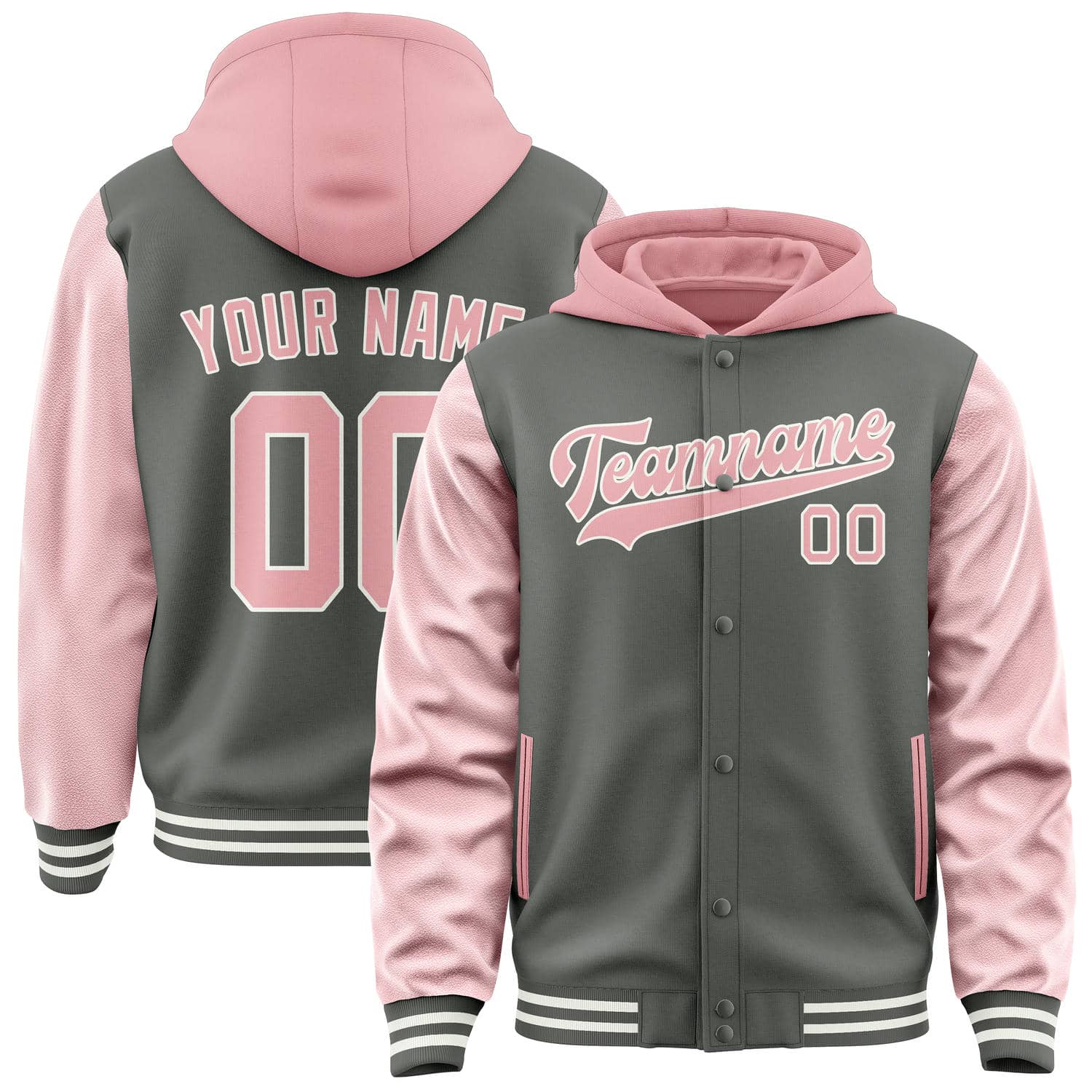 Custom Dark Grey Light Pink Jacket