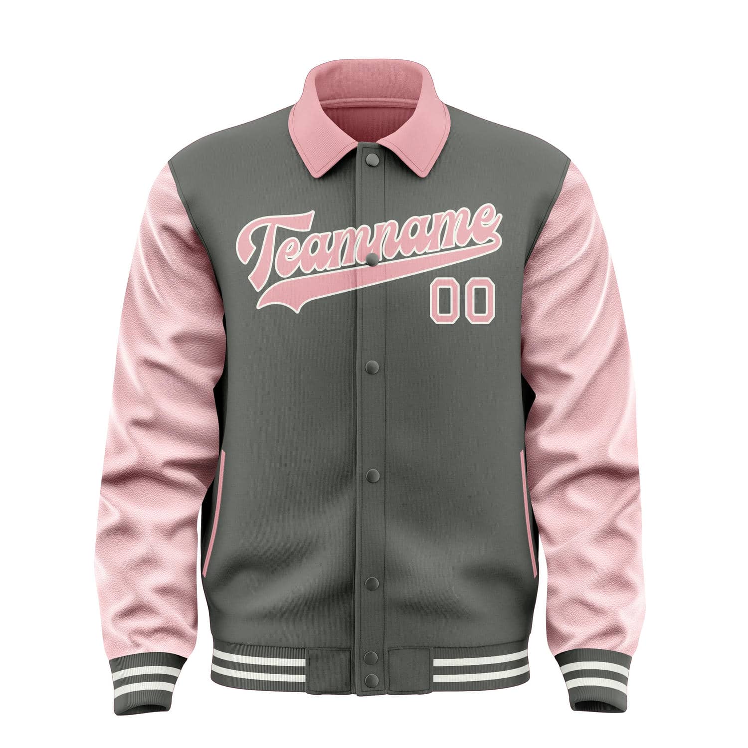 Custom Dark Grey Light Pink Jacket
