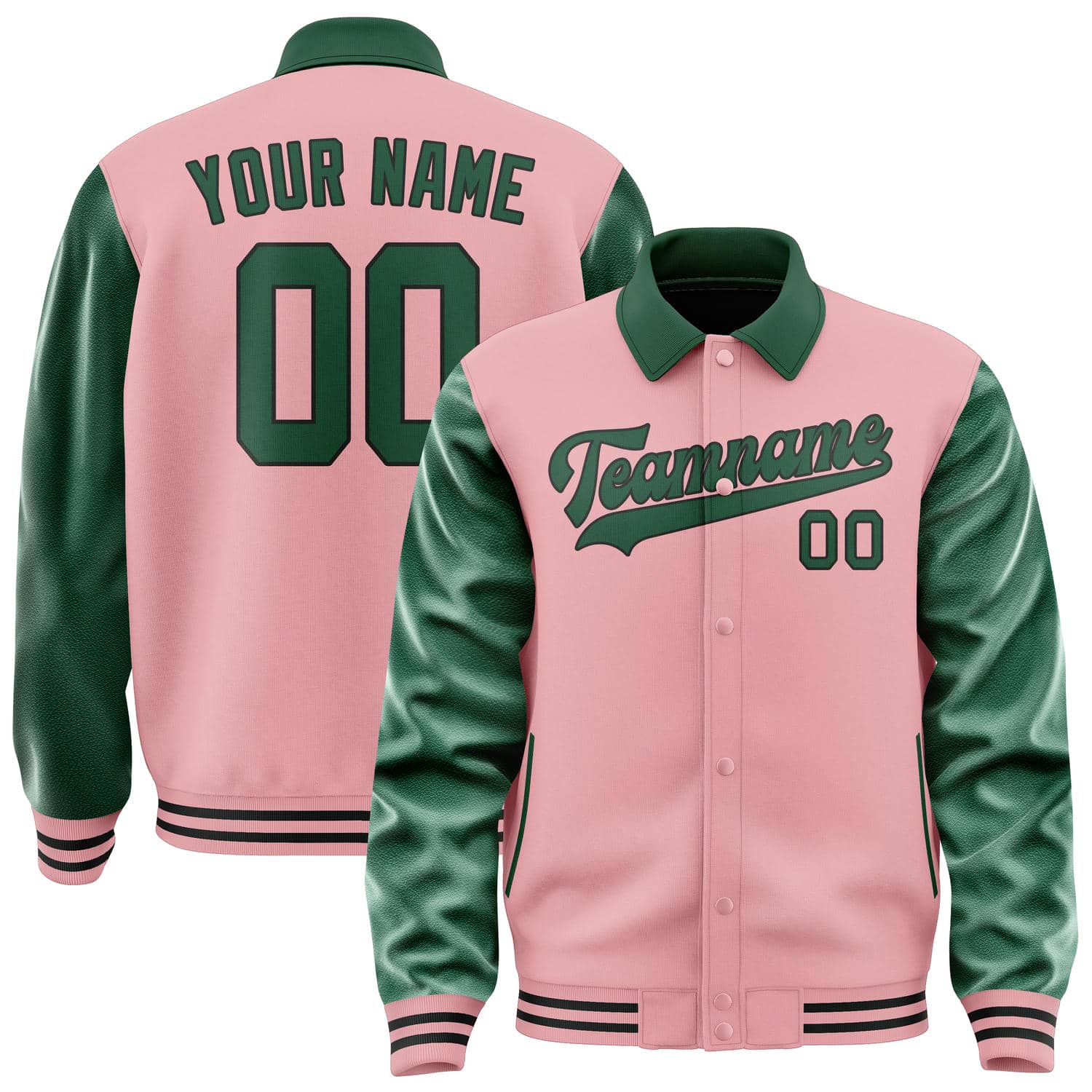 Custom Light Pink Green Jacket