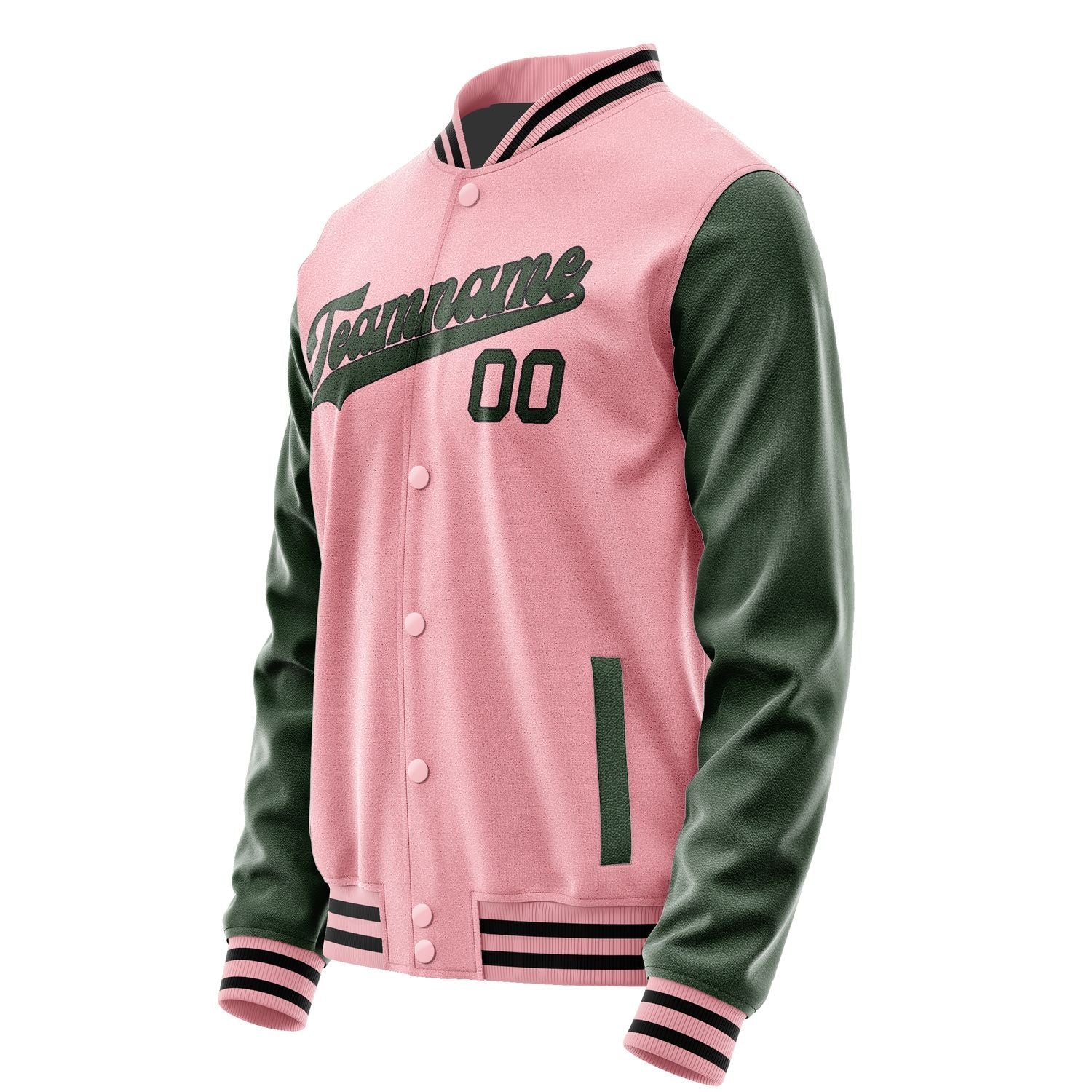 Custom Light Pink Dark Green Jacket JA2121062117B31706