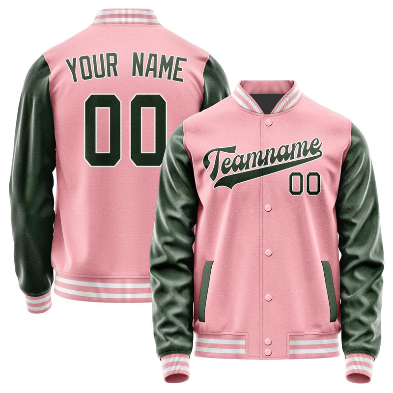 Custom Light Pink Dark Green Jacket JA2121062118B31806