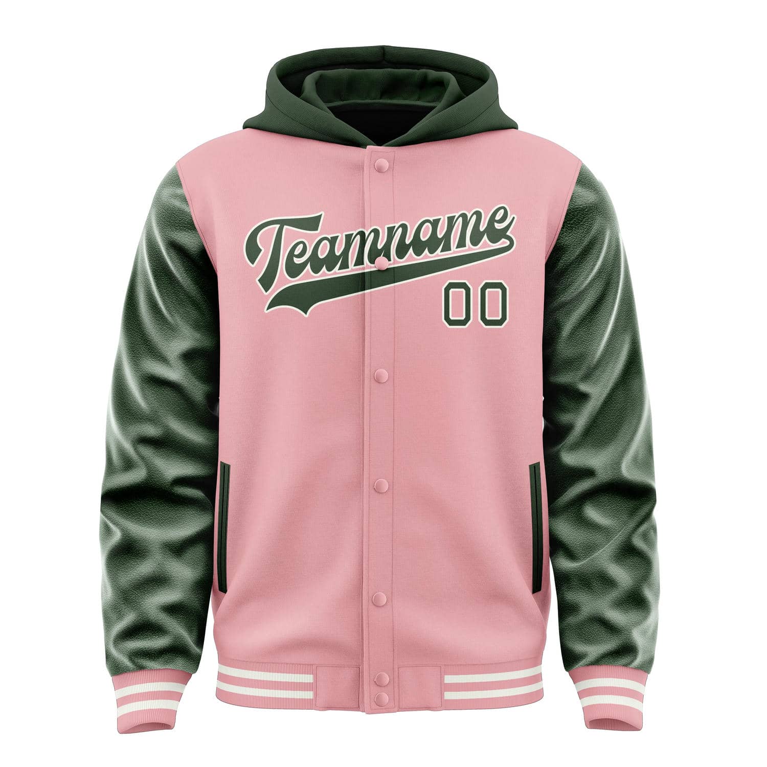 Custom Light Pink Dark Green Jacket