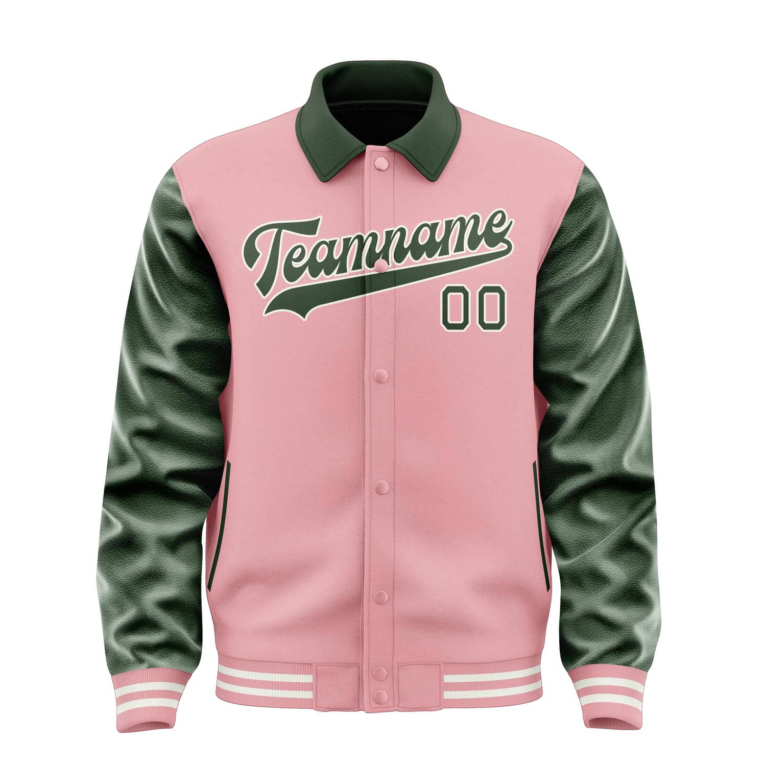 Custom Light Pink Dark Green Jacket