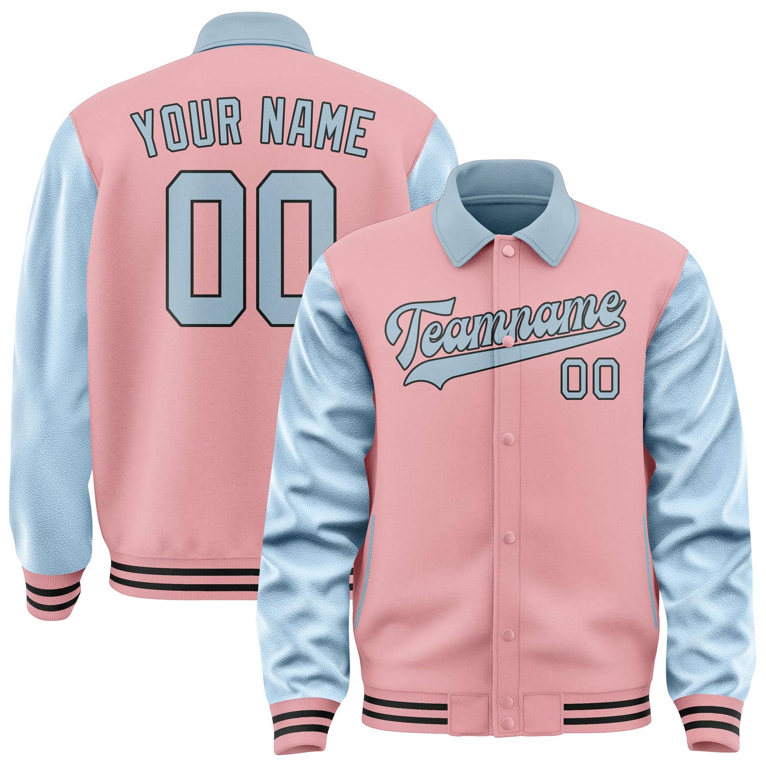 Custom Light Pink Light Blue Jacket