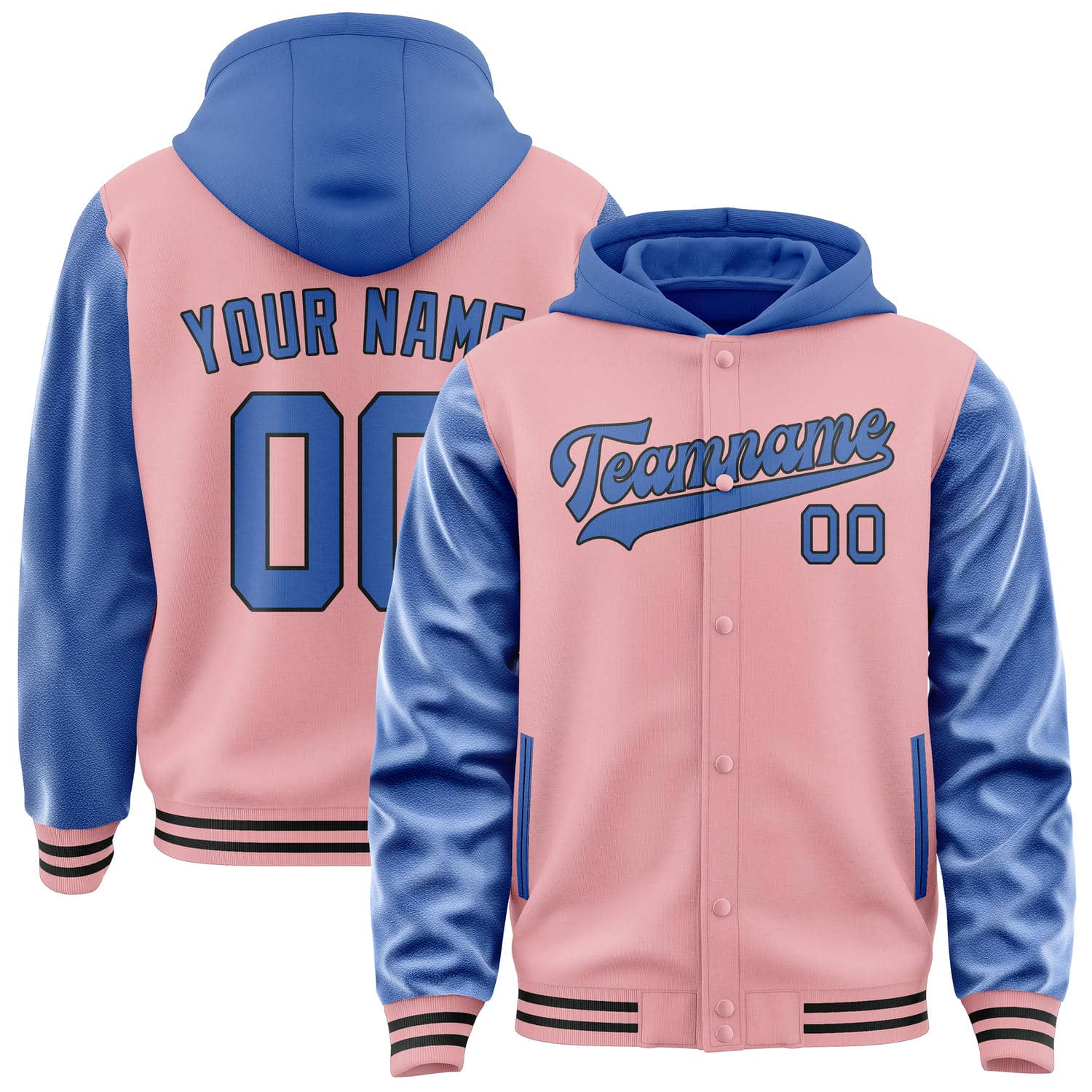 Custom Light Pink Sky Blue Jacket