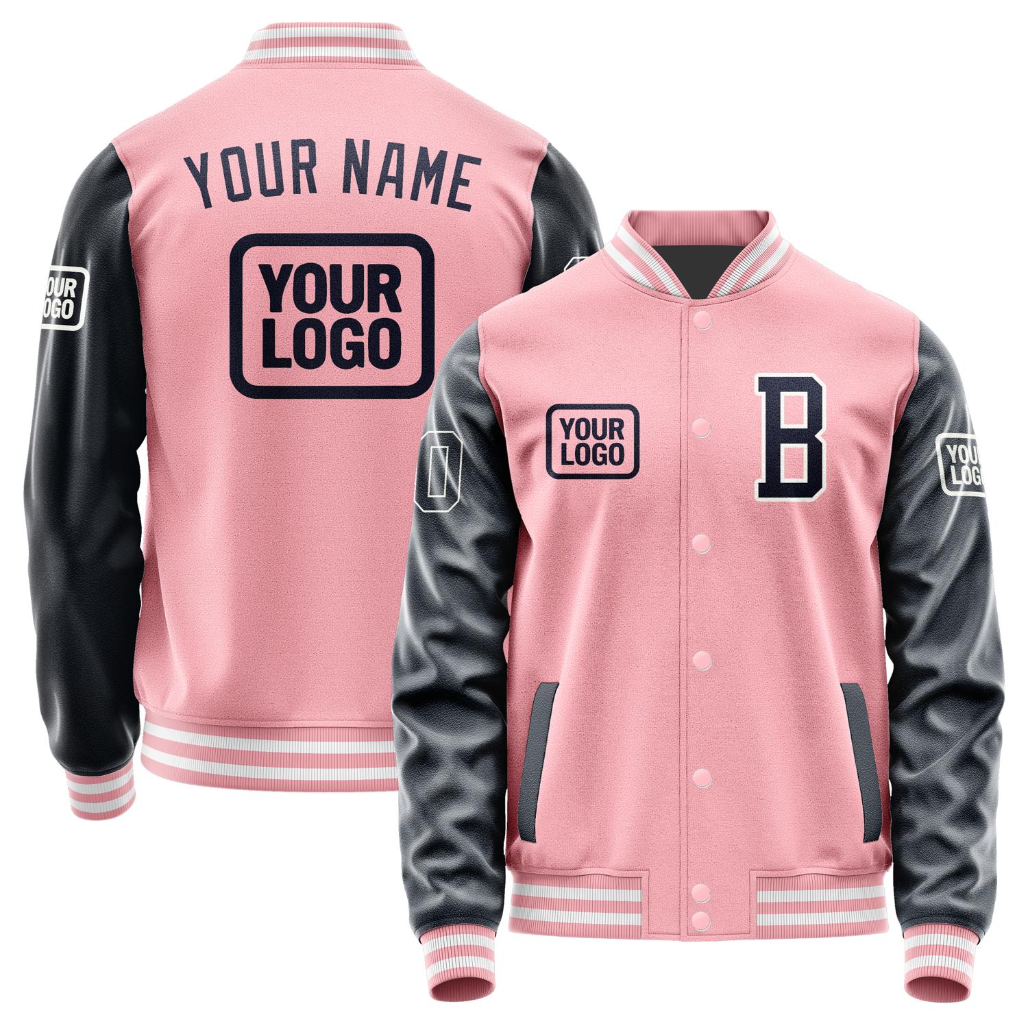 Custom Light Pink Navy Jacket JA212111211818111118