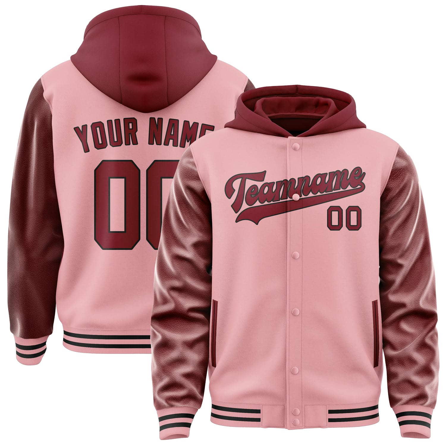 Custom Light Pink Crimson Red Jacket