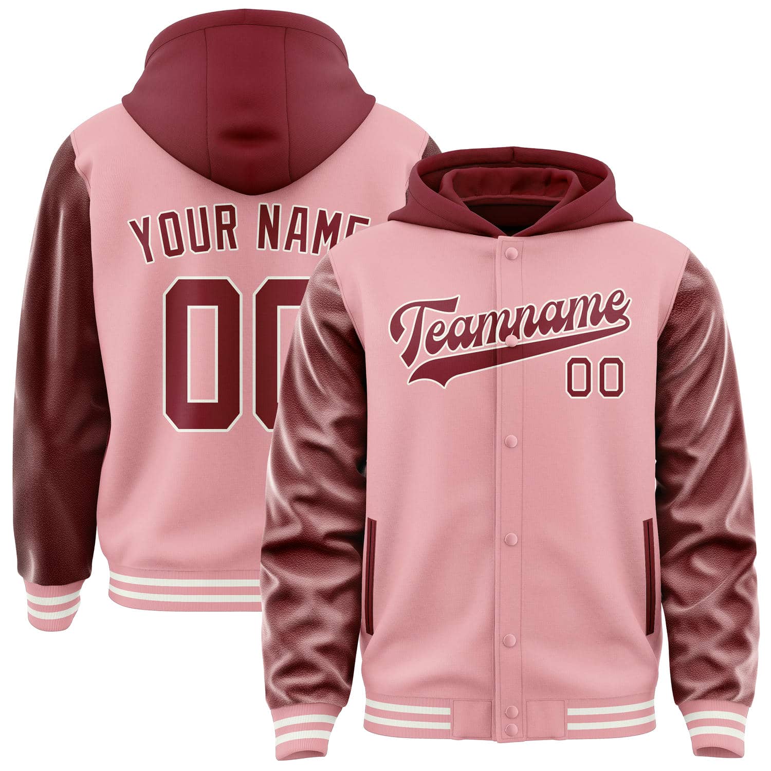Custom Light Pink Crimson Red Jacket