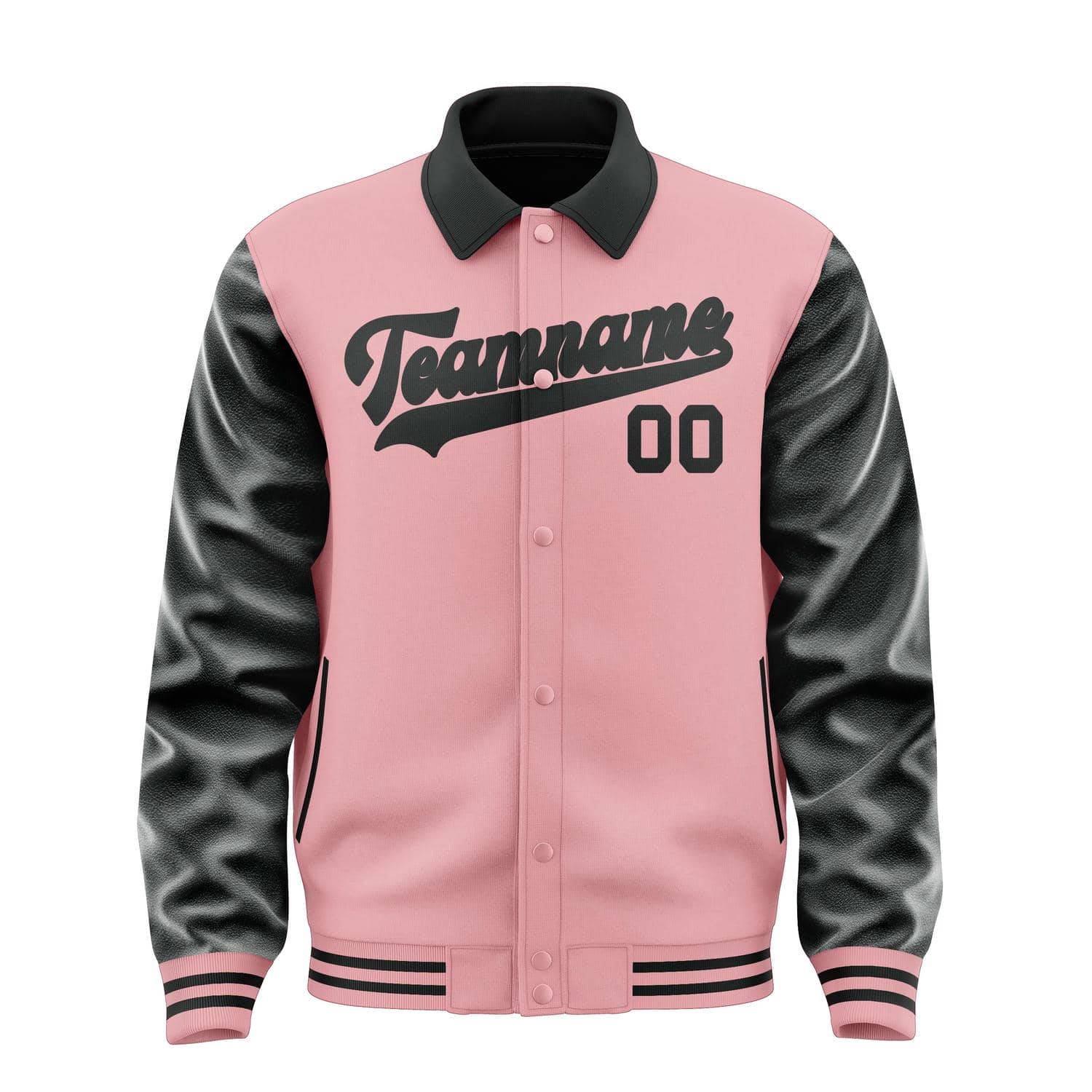 Custom Light Pink Black Jacket