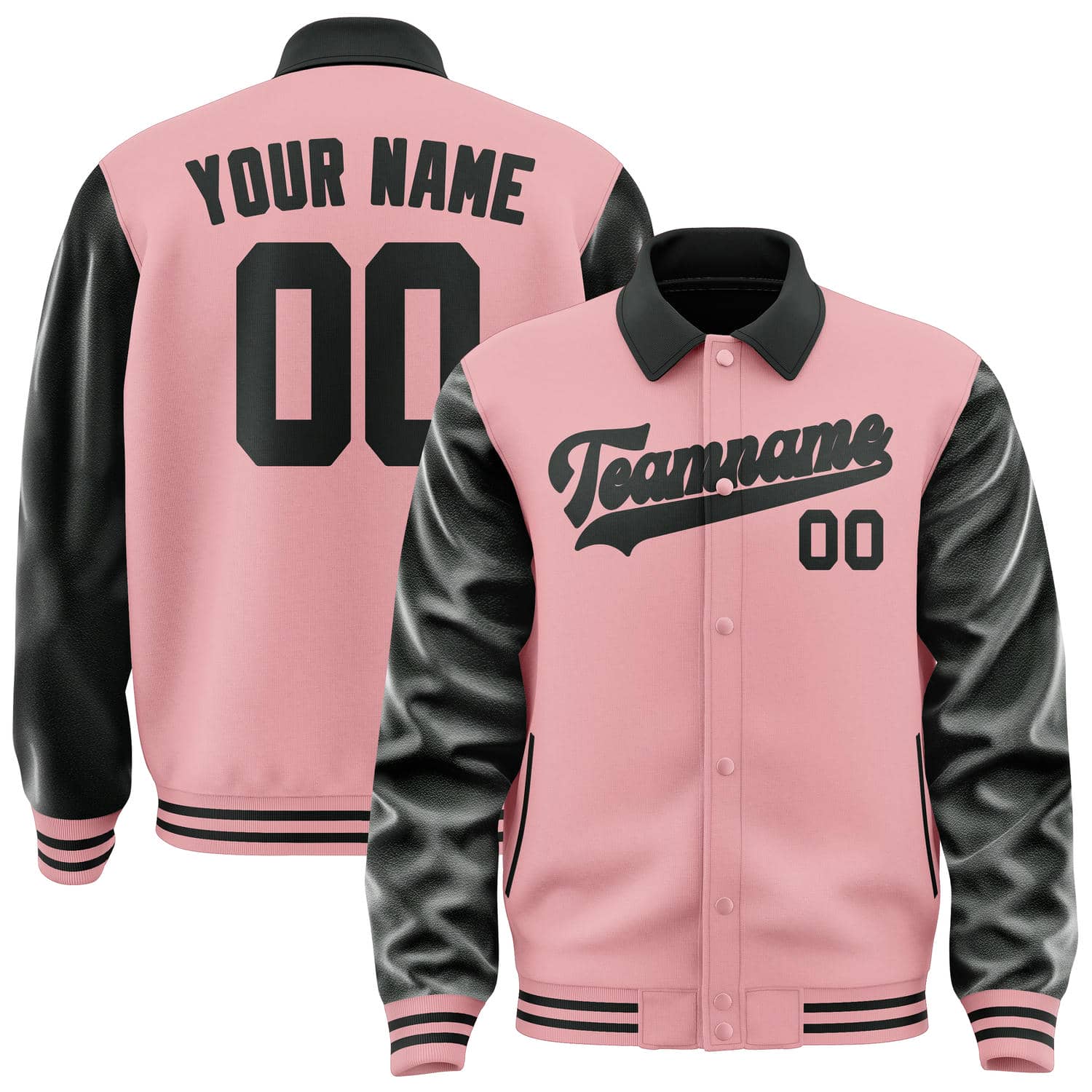 Custom Light Pink Black Jacket