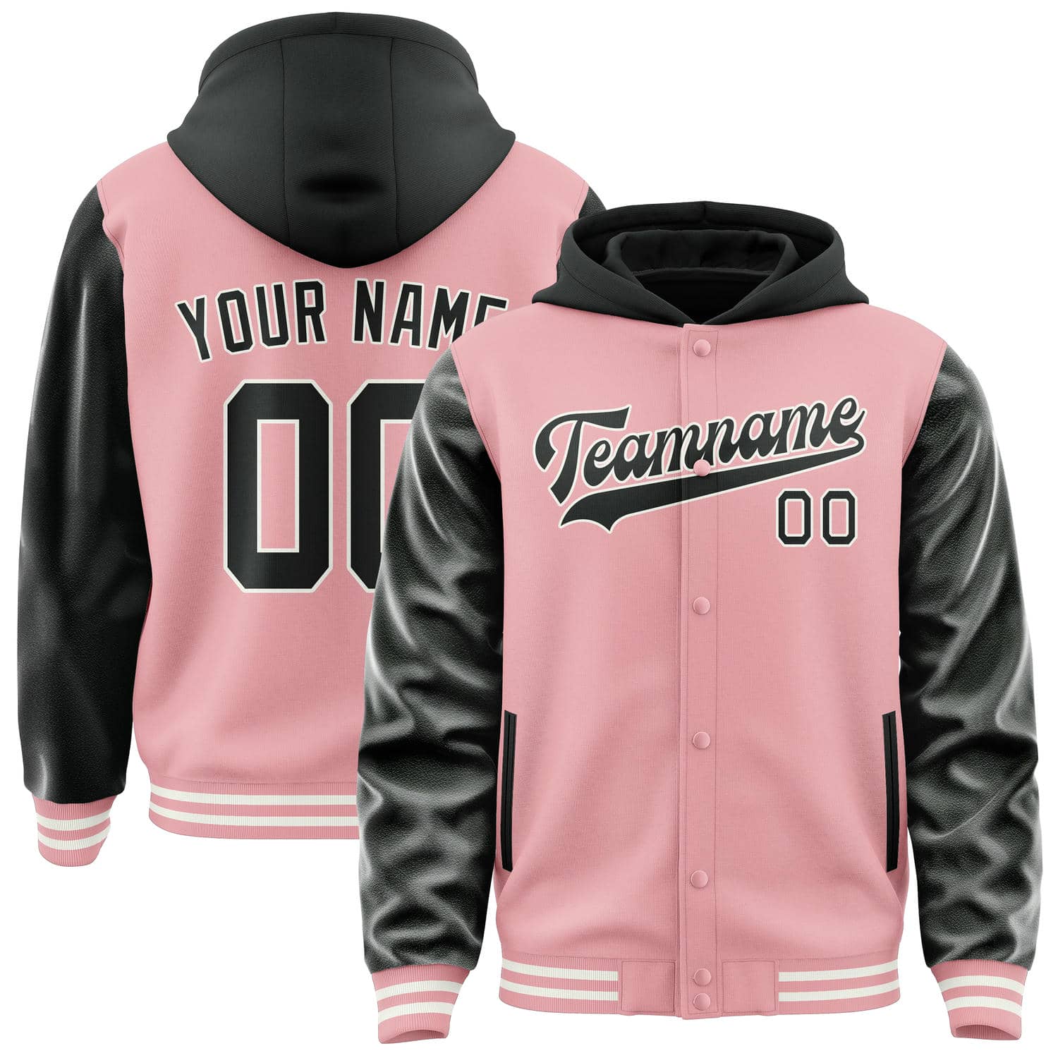 Custom Light Pink Black Jacket