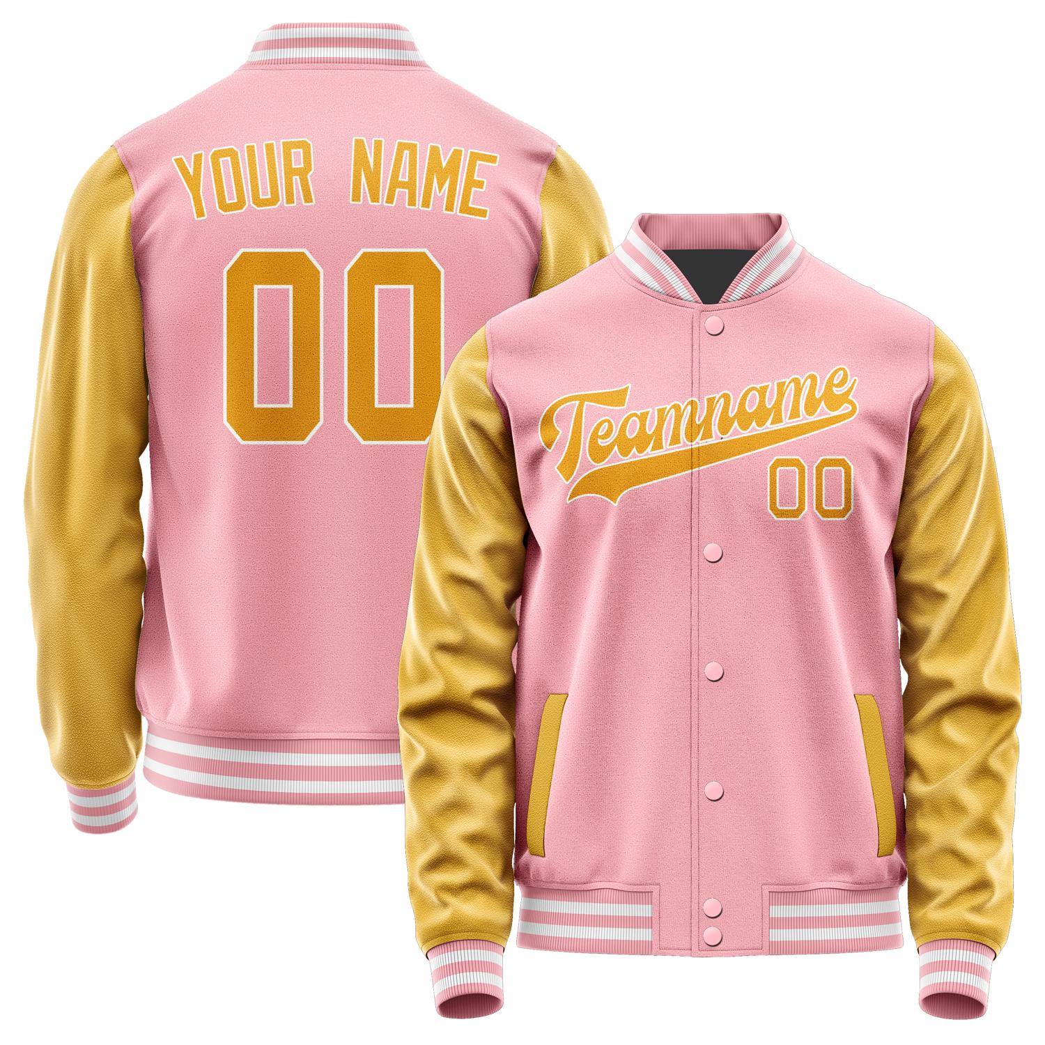 Custom Light Pink Yellow Jacket JA2121192118B31819