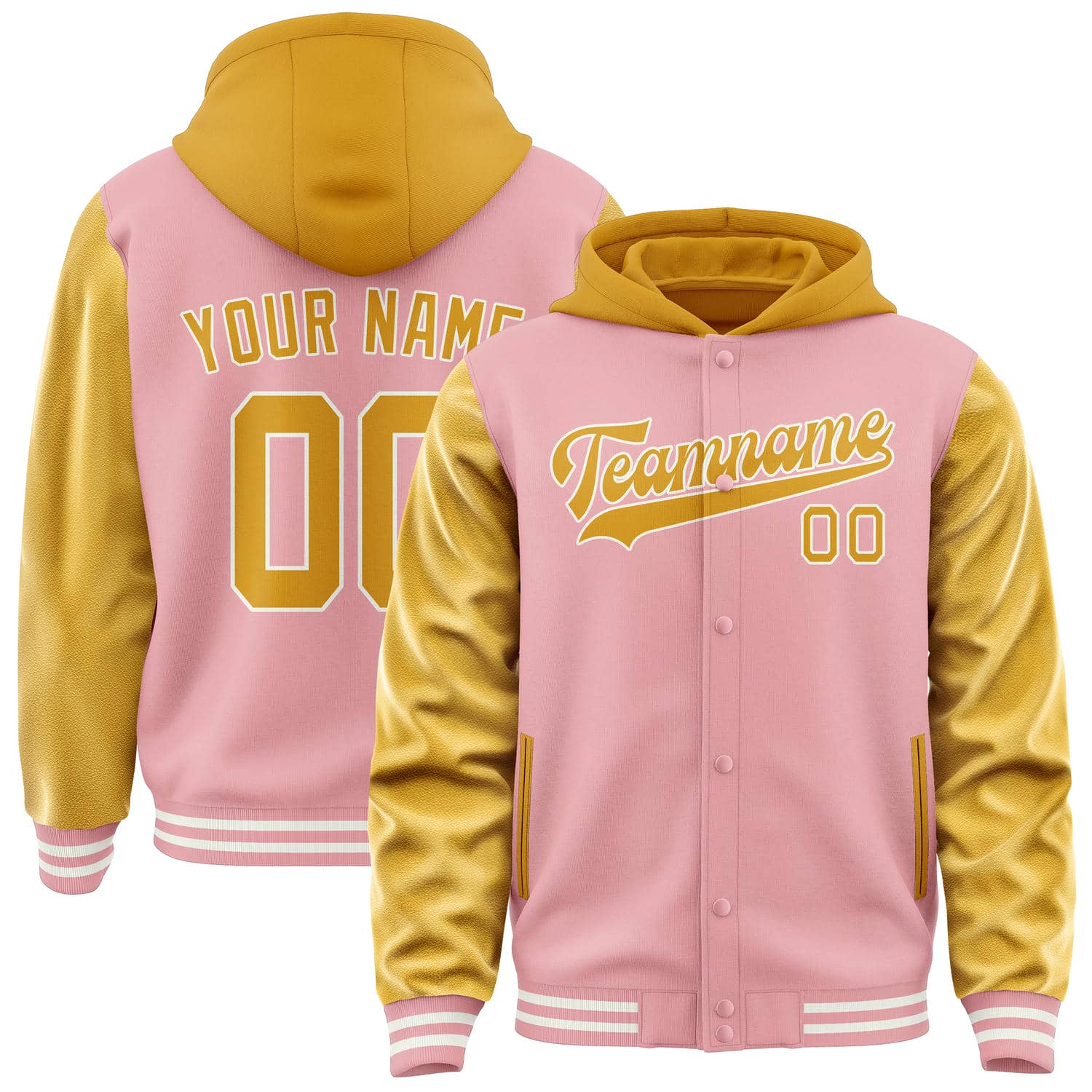 Custom Light Pink Yellow Jacket