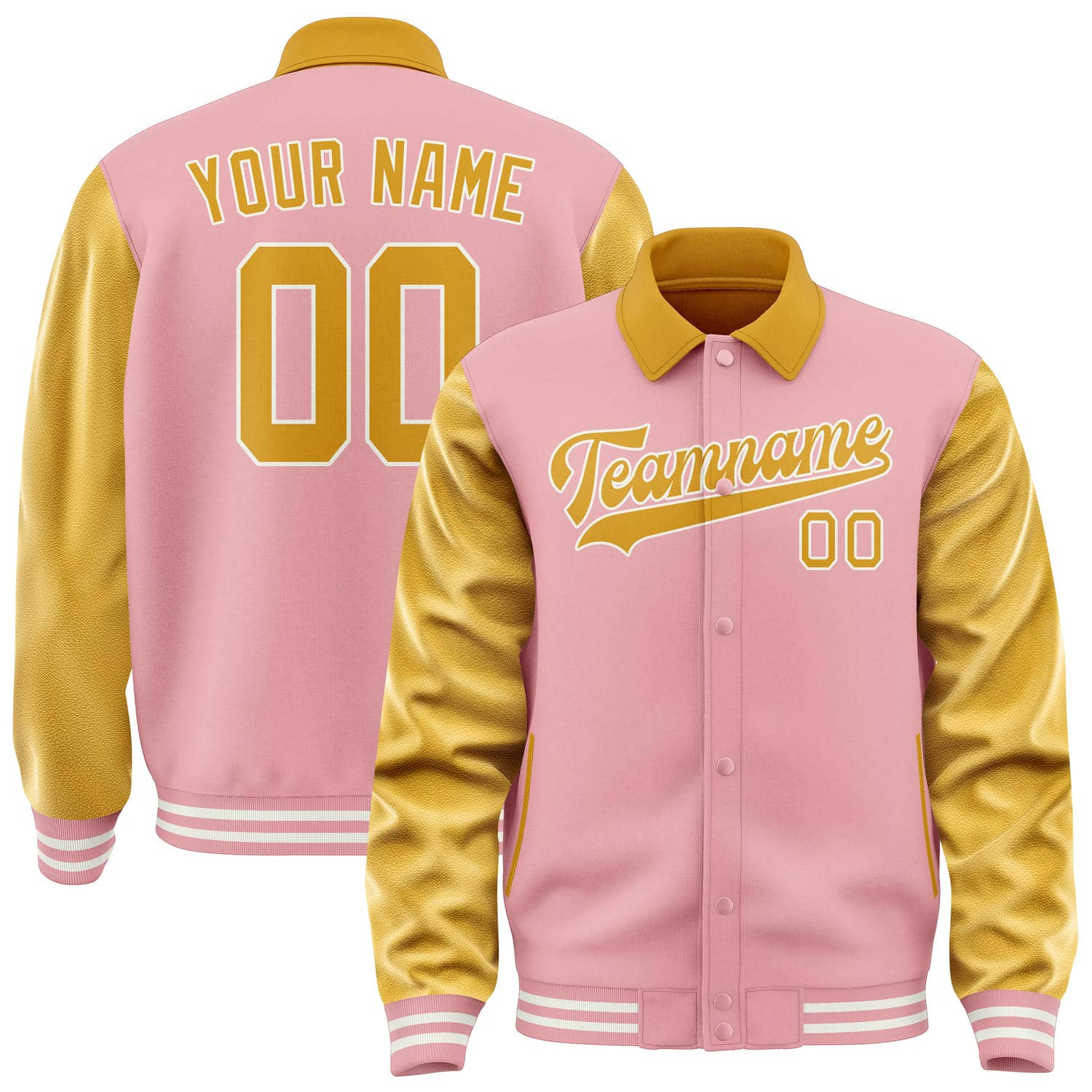 Custom Light Pink Yellow Jacket