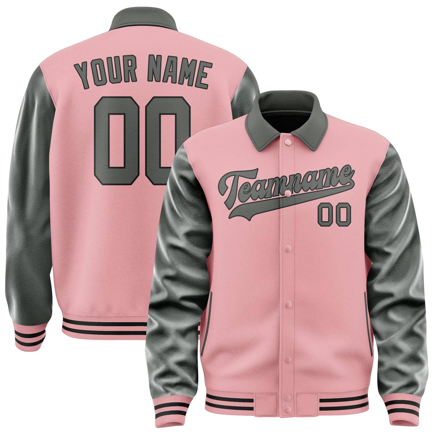 Custom Light Pink Dark Grey Jacket
