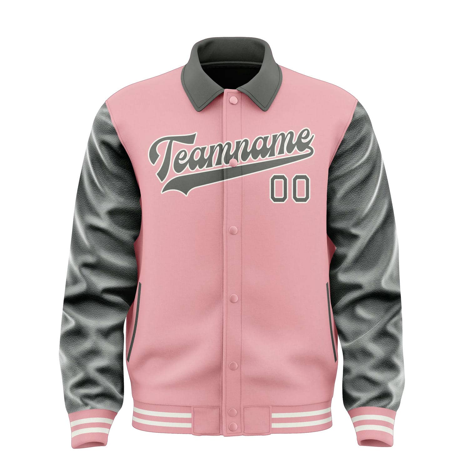Custom Light Pink Dark Grey Jacket