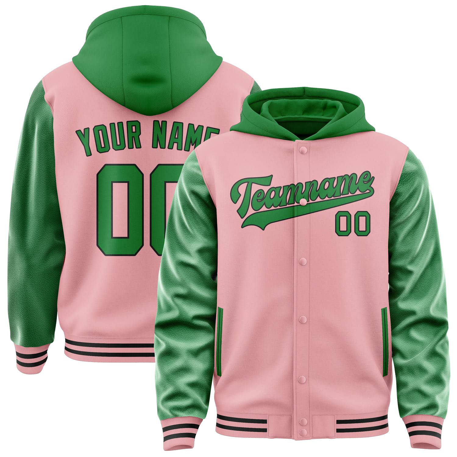 Custom Light Pink Emerald Green Jacket