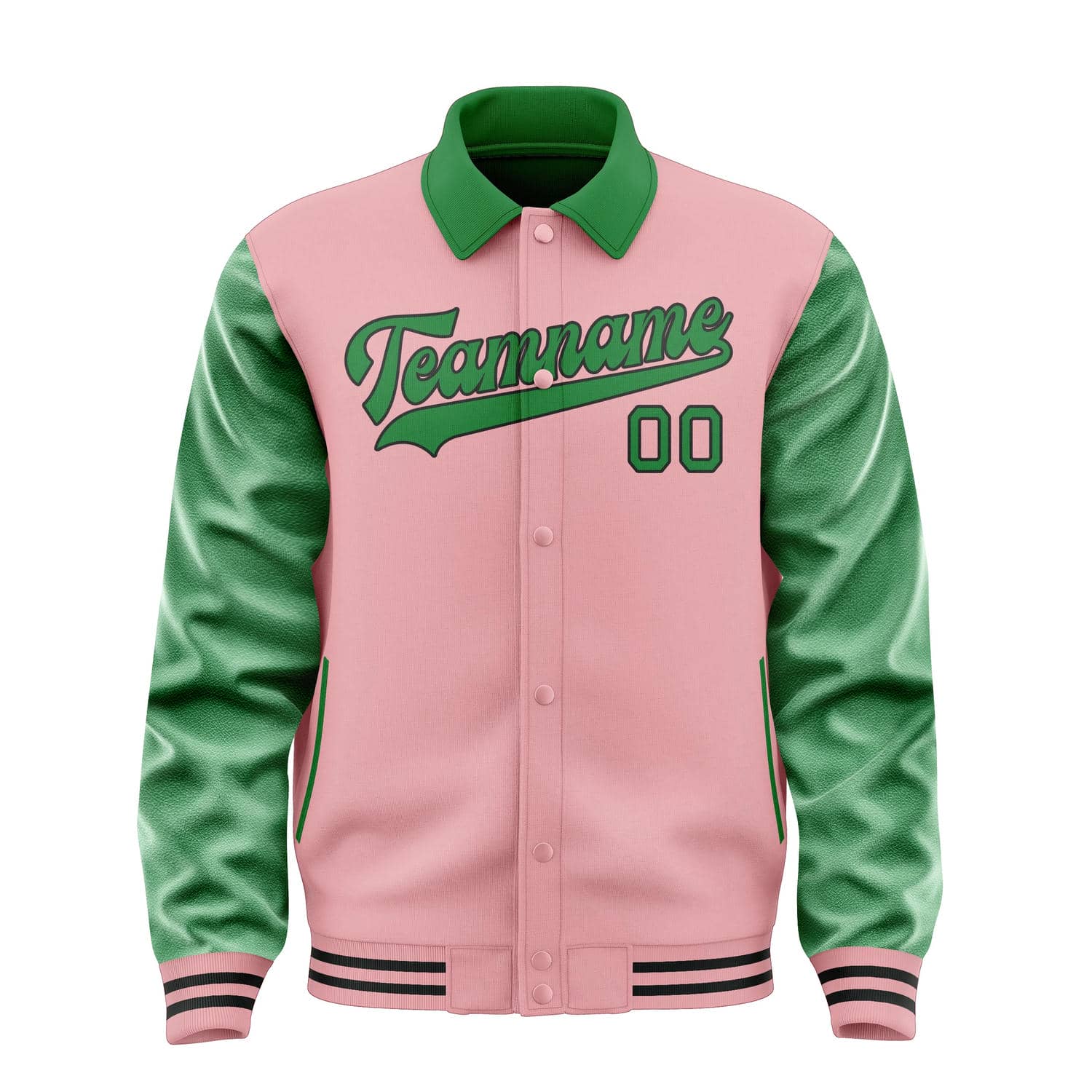 Custom Light Pink Emerald Green Jacket