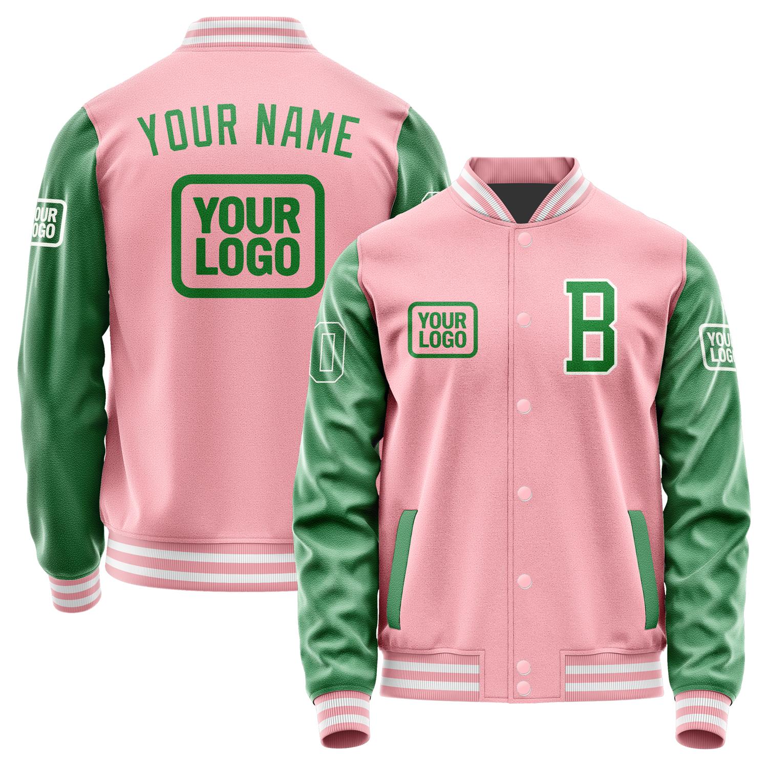 Custom Light Pink Emerald Green Jacket JA212124211818242418