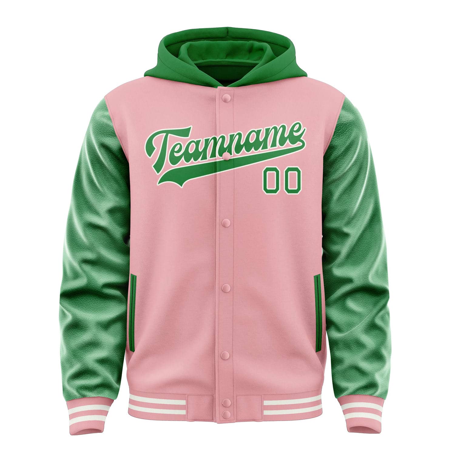 Custom Light Pink Emerald Green Jacket